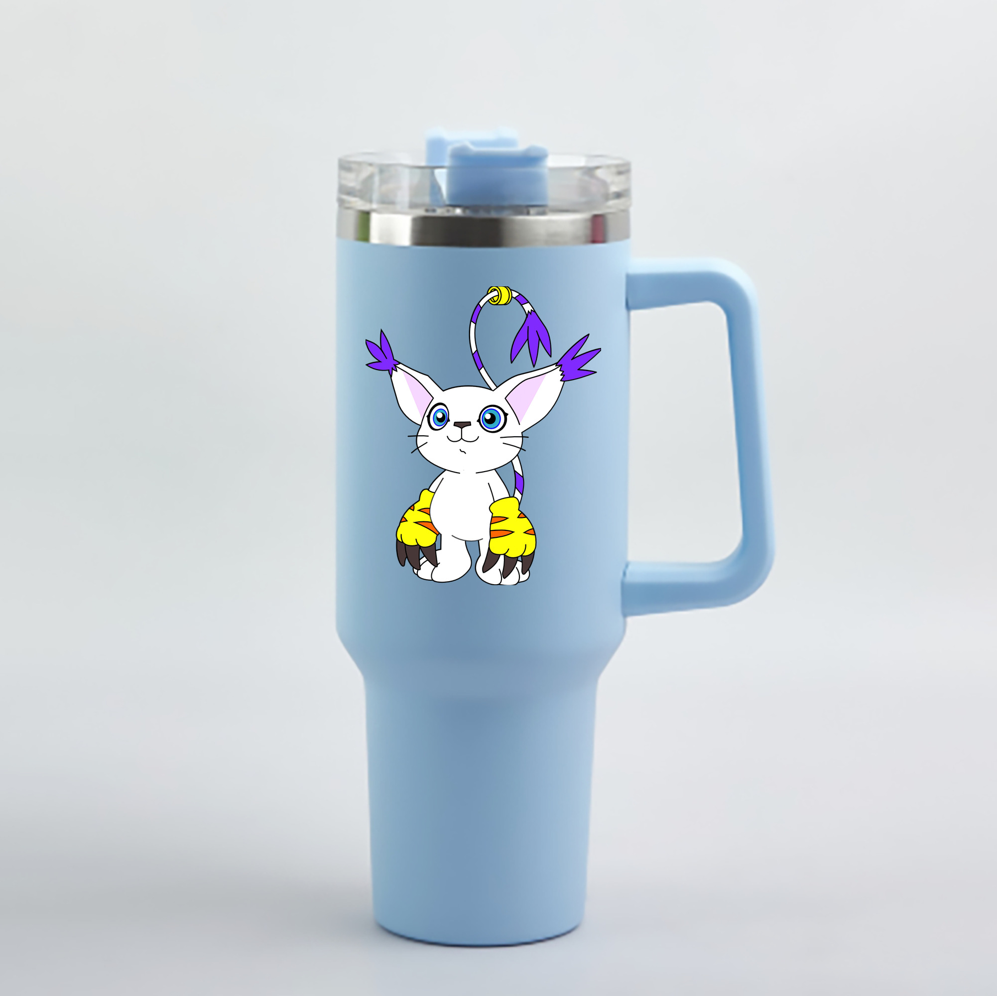 （画像用） Digimon デジタルモンスター/デジモン 1200mL車用タンブラー - クリスタルステッカー（プラスチックストロー付き）