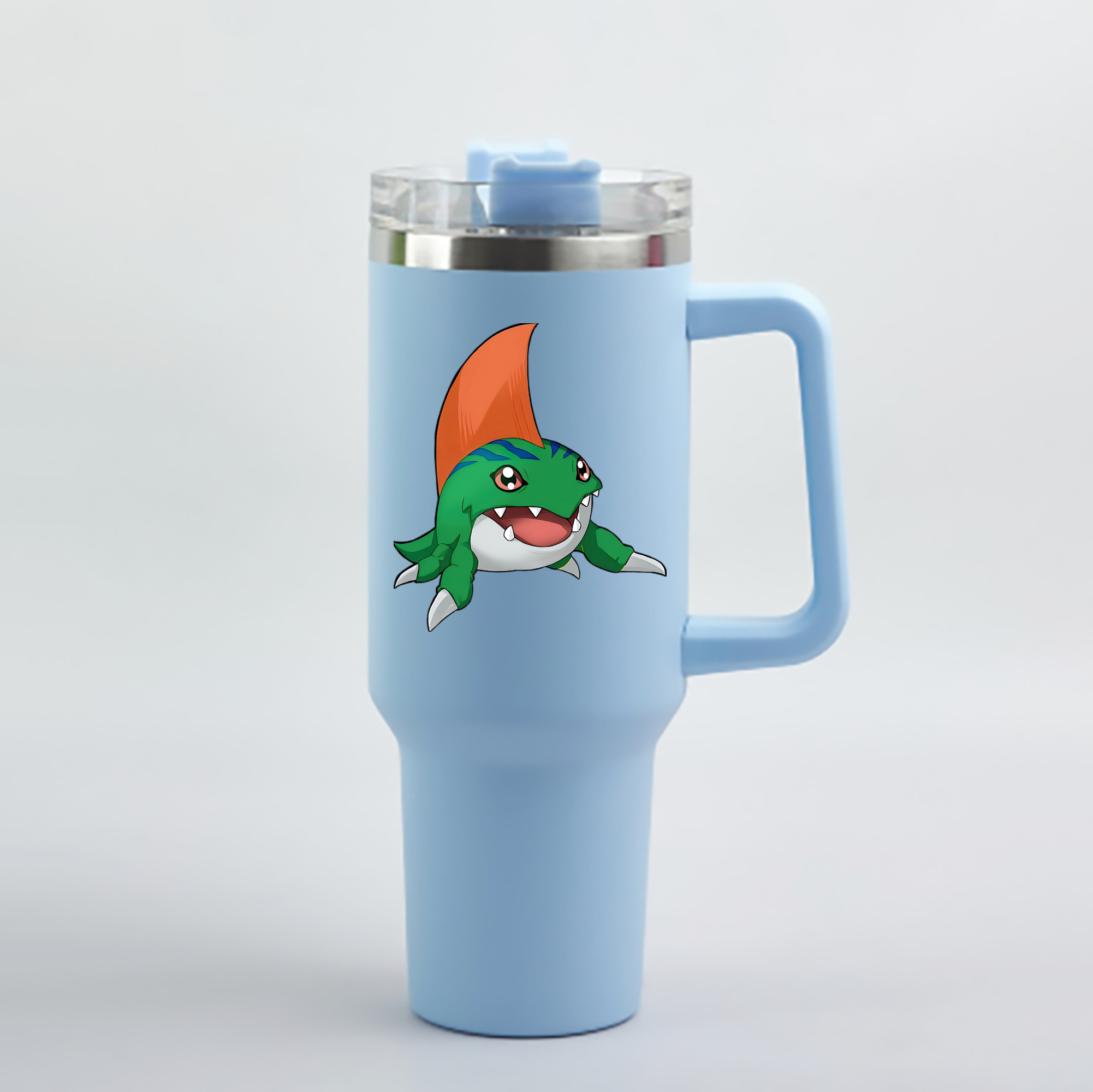 （画像用） Digimon デジタルモンスター/デジモン 1200mL車用タンブラー - クリスタルステッカー（プラスチックストロー付き）