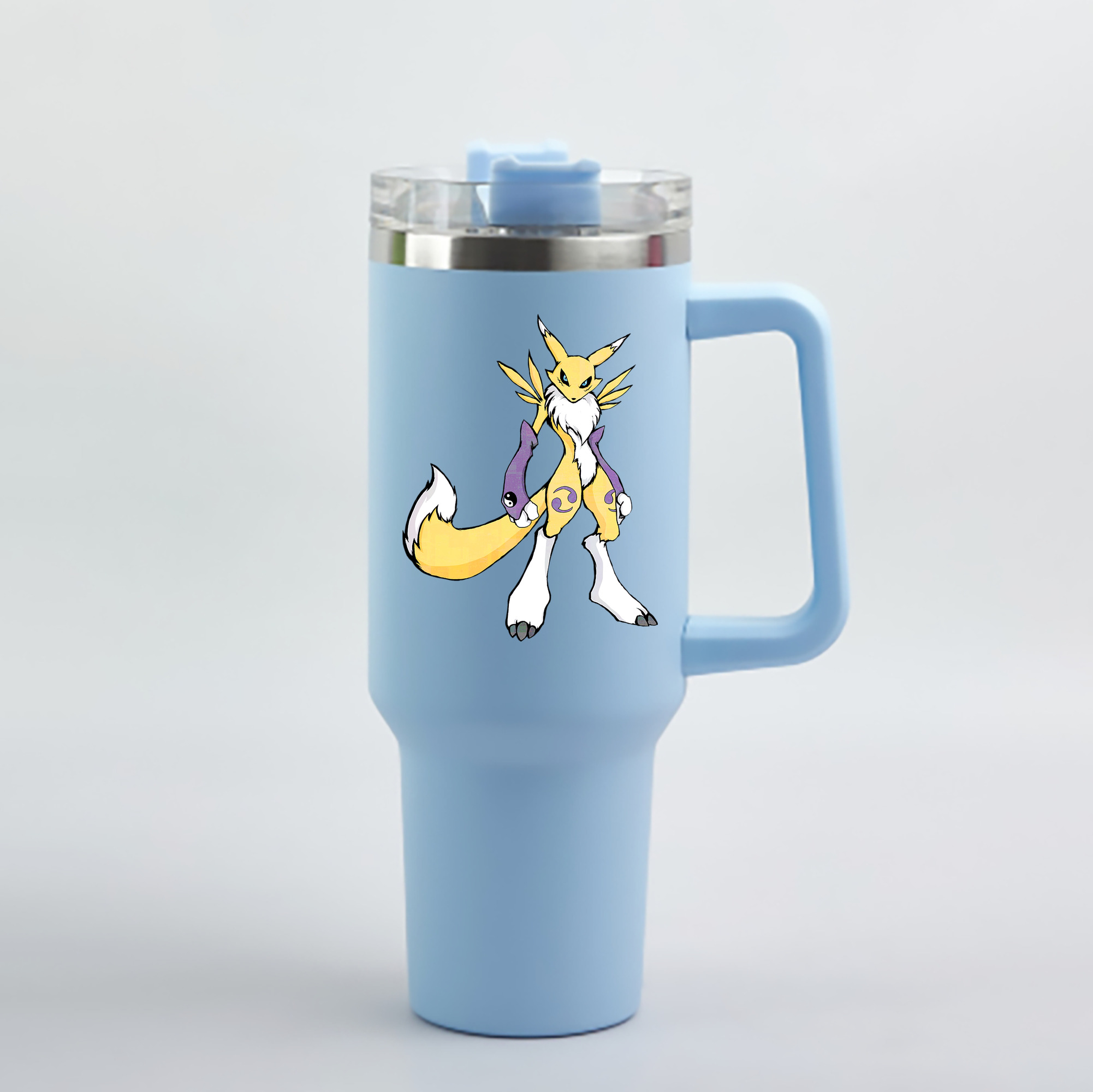 （画像用） Digimon デジタルモンスター/デジモン 1200mL車用タンブラー - クリスタルステッカー（プラスチックストロー付き）