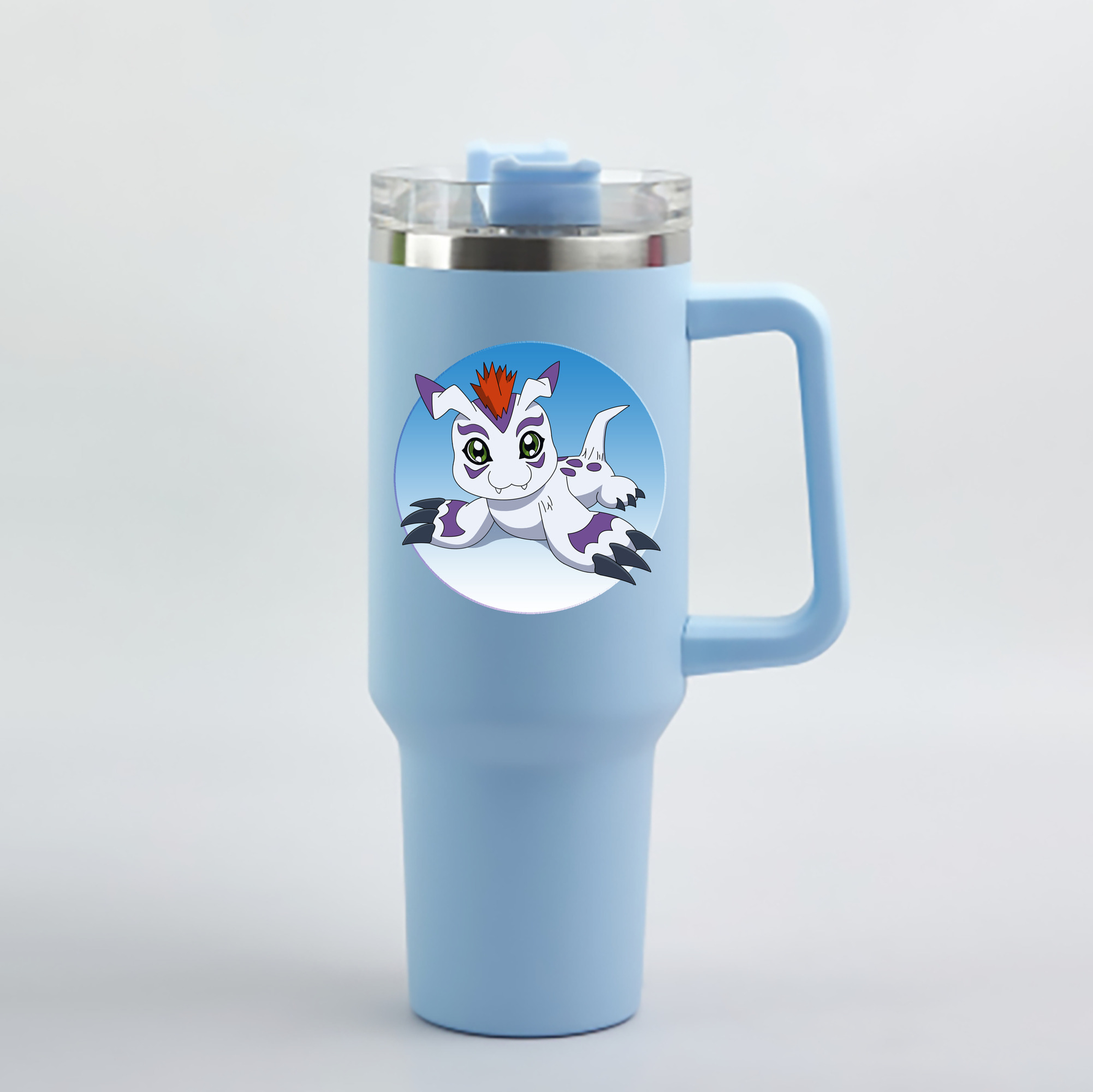 （画像用） Digimon デジタルモンスター/デジモン 1200mL車用タンブラー - クリスタルステッカー（プラスチックストロー付き）