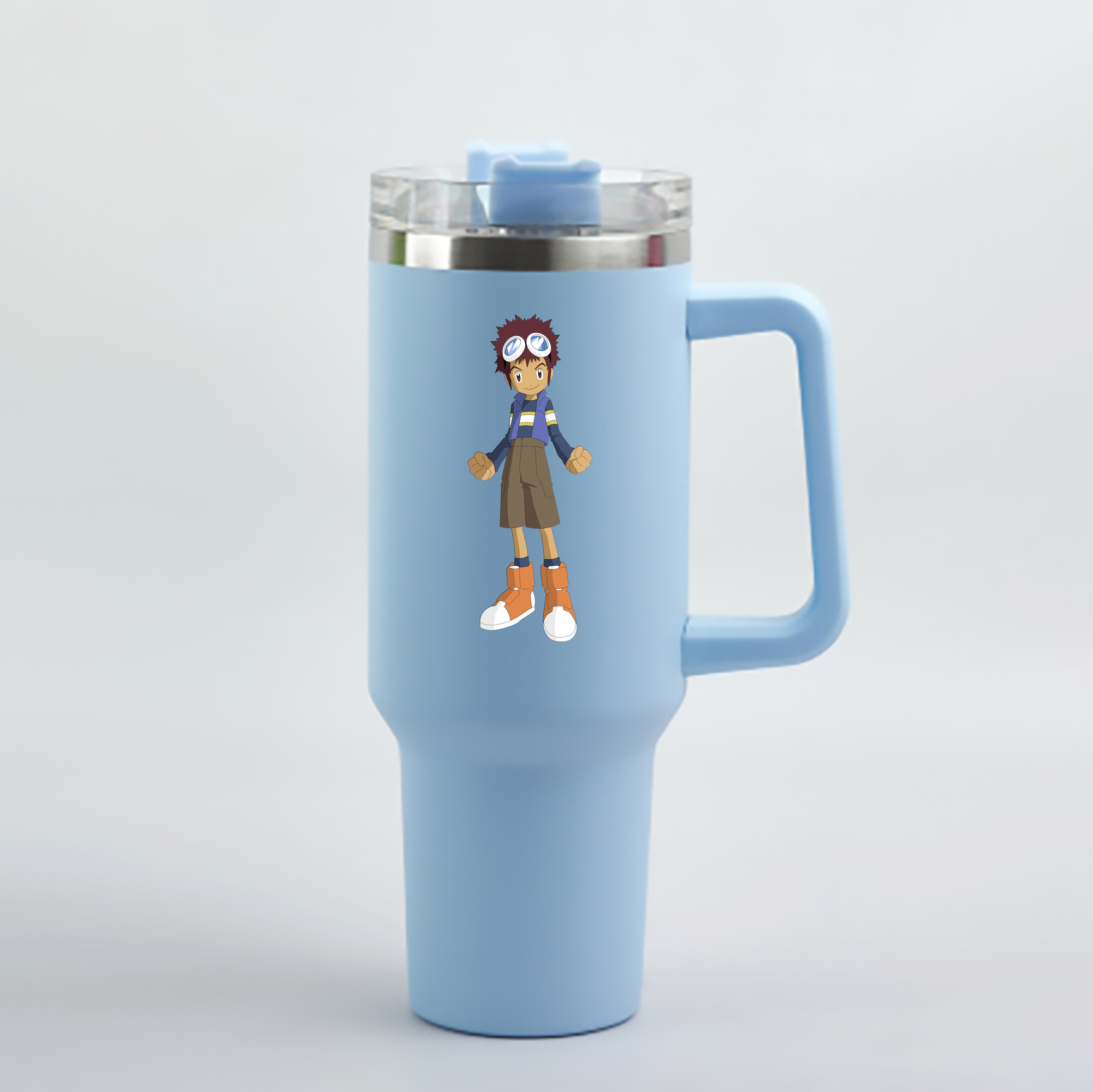 （画像用） Digimon デジタルモンスター/デジモン 1200mL車用タンブラー - クリスタルステッカー（プラスチックストロー付き）