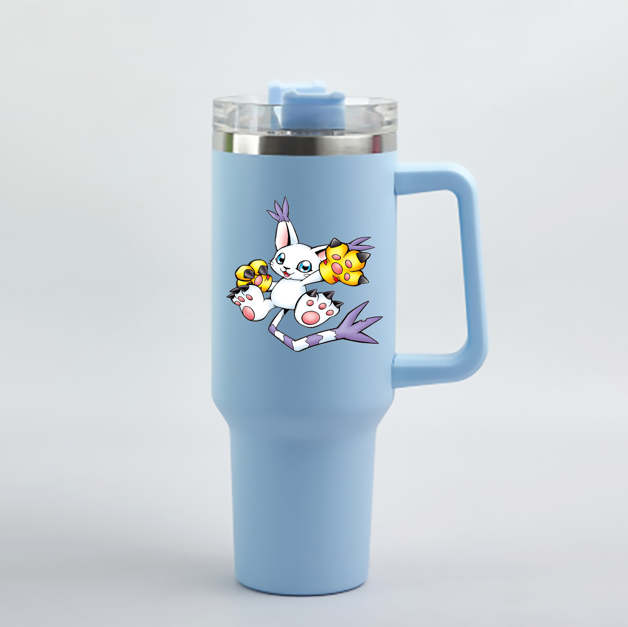 （画像用） Digimon デジタルモンスター/デジモン 1200mL車用タンブラー - クリスタルステッカー（プラスチックストロー付き）