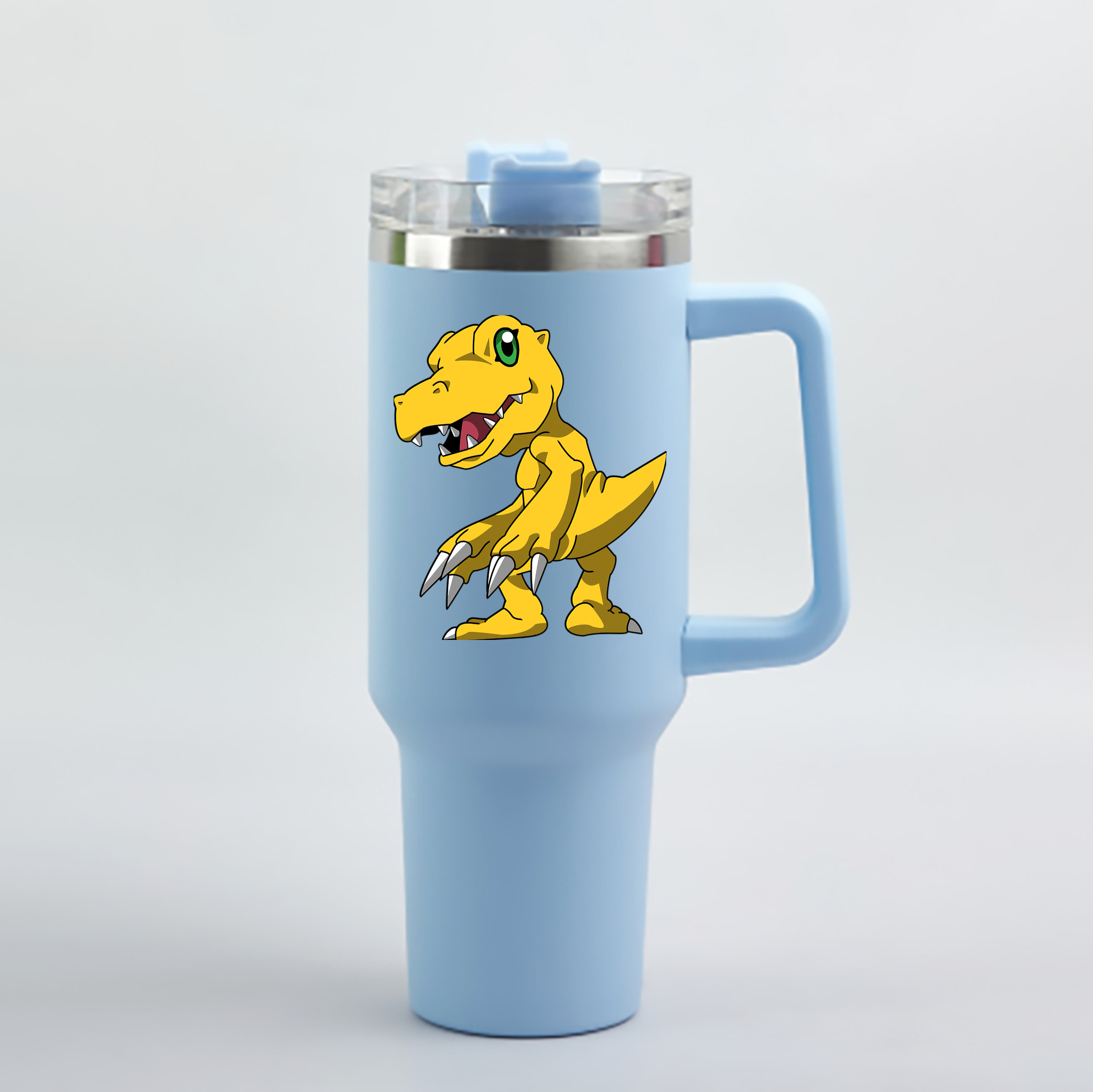 （画像用） Digimon デジタルモンスター/デジモン 1200mL車用タンブラー - クリスタルステッカー（プラスチックストロー付き）