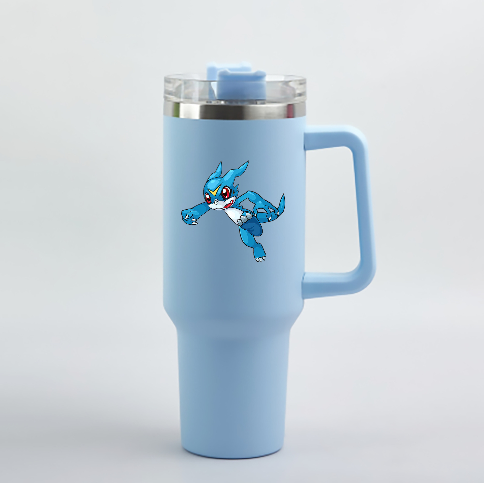 （画像用） Digimon デジタルモンスター/デジモン 1200mL車用タンブラー - クリスタルステッカー（プラスチックストロー付き）