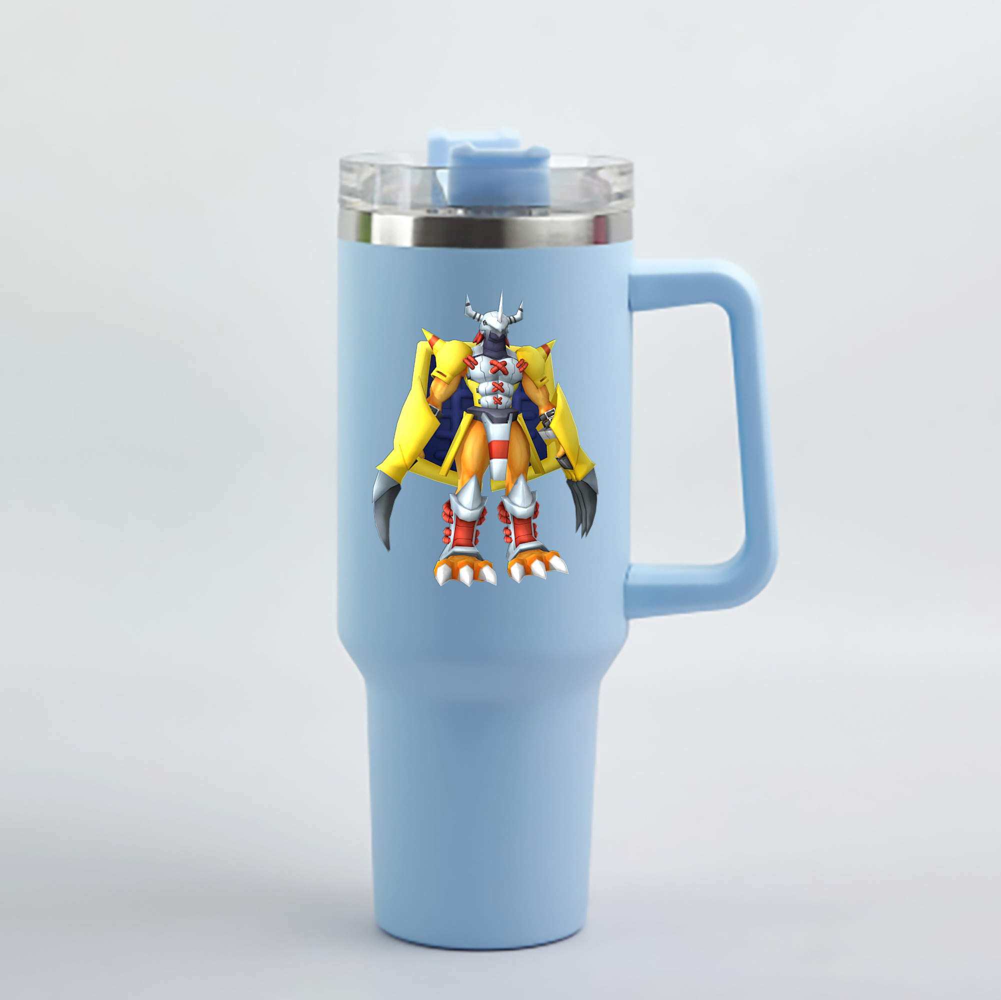 （画像用） Digimon デジタルモンスター/デジモン 1200mL車用タンブラー - クリスタルステッカー（プラスチックストロー付き）
