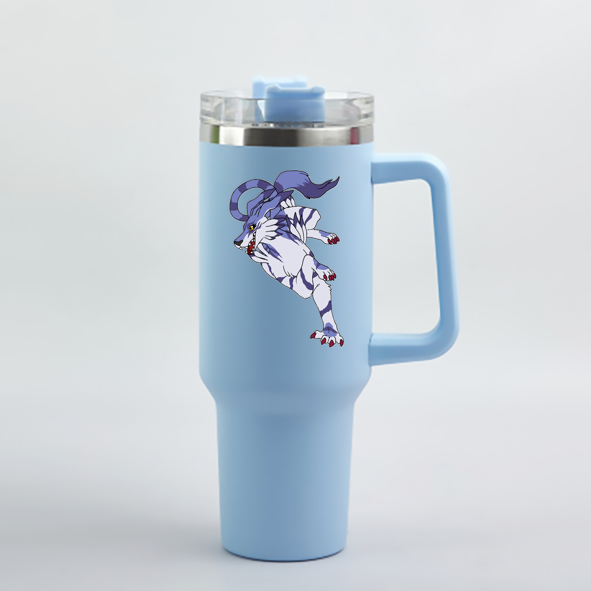 （画像用） Digimon デジタルモンスター/デジモン 1200mL車用タンブラー - クリスタルステッカー（プラスチックストロー付き）