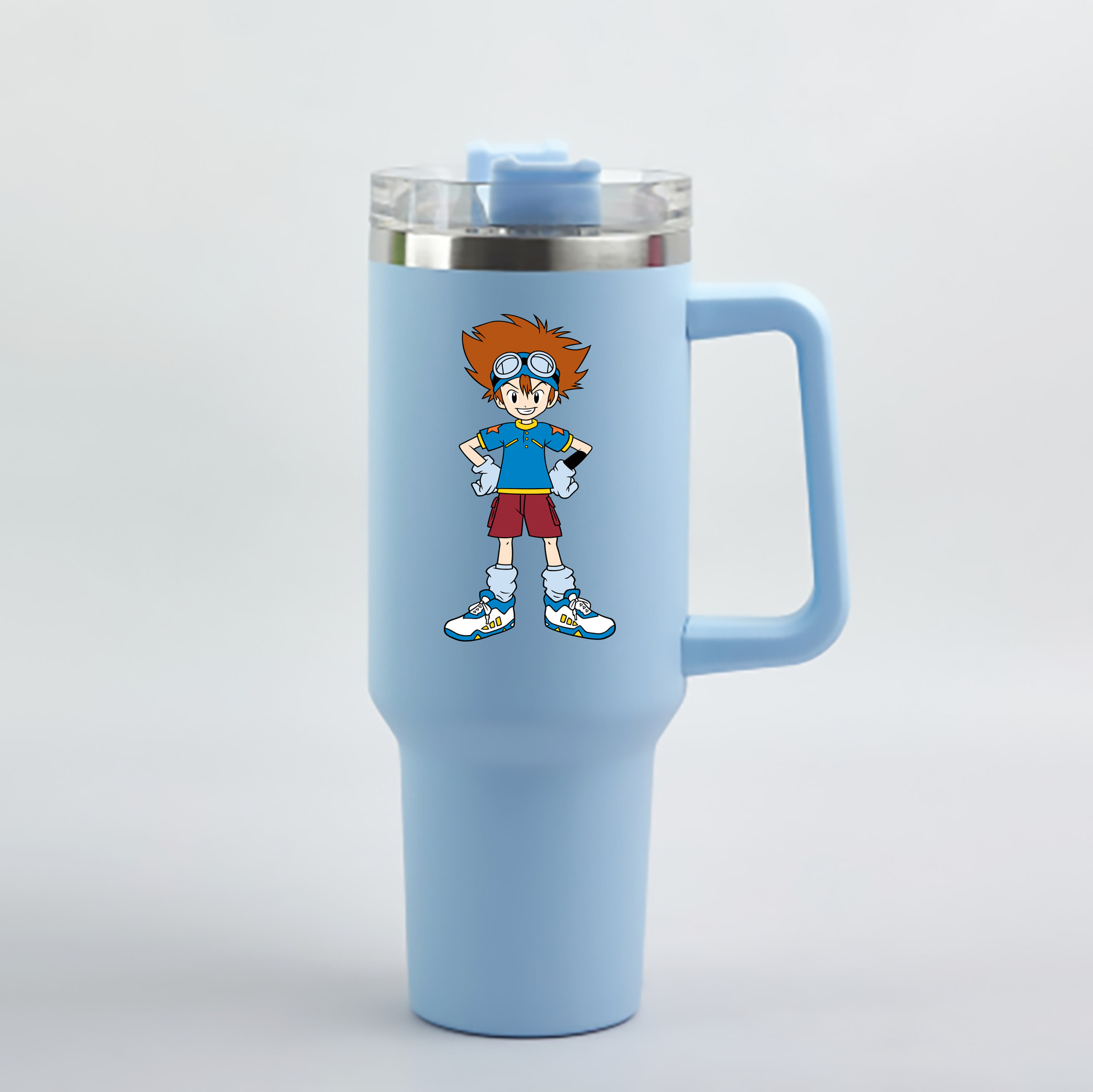 （画像用） Digimon デジタルモンスター/デジモン 1200mL車用タンブラー - クリスタルステッカー（プラスチックストロー付き）