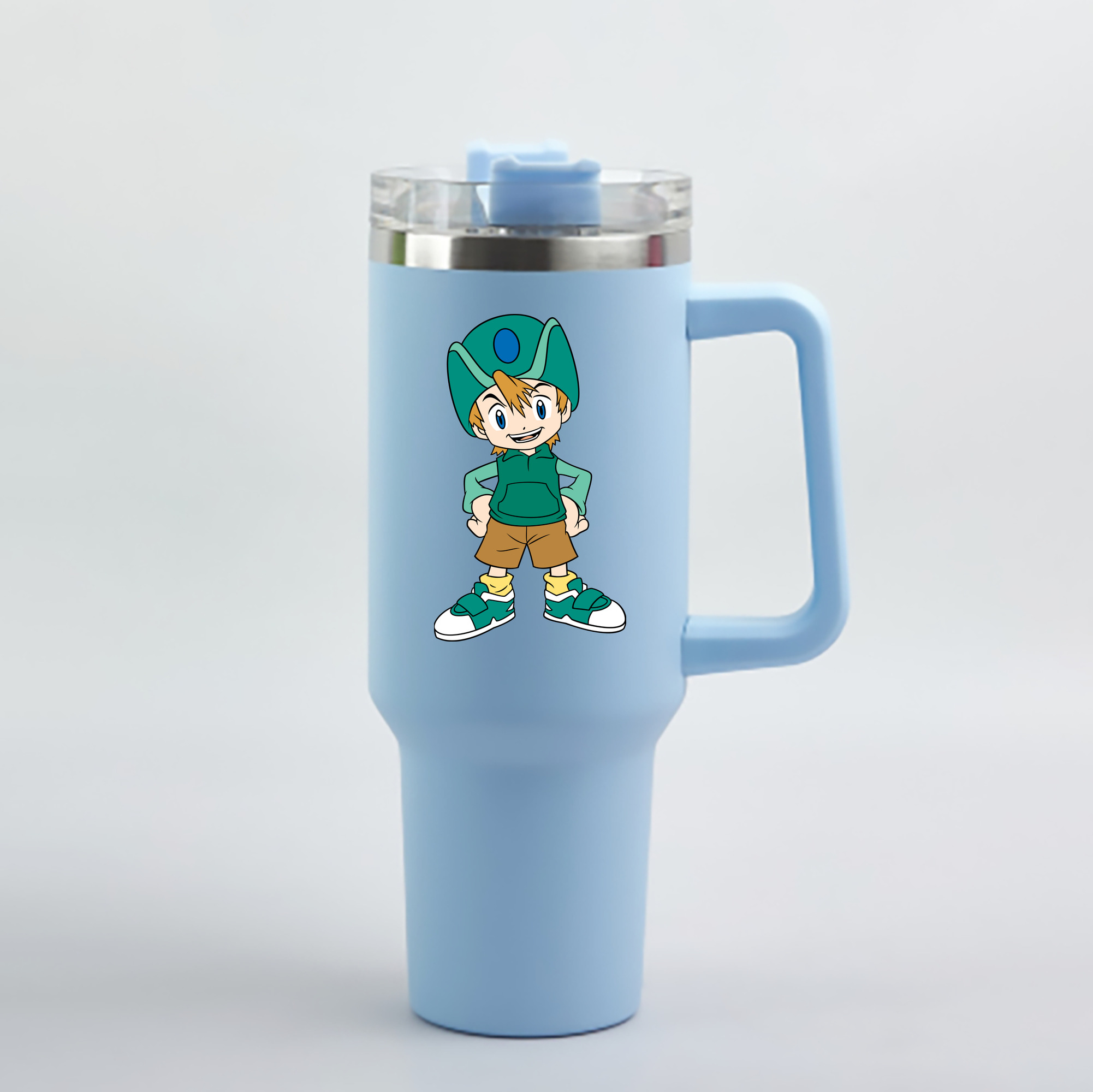 （画像用） Digimon デジタルモンスター/デジモン 1200mL車用タンブラー - クリスタルステッカー（プラスチックストロー付き）