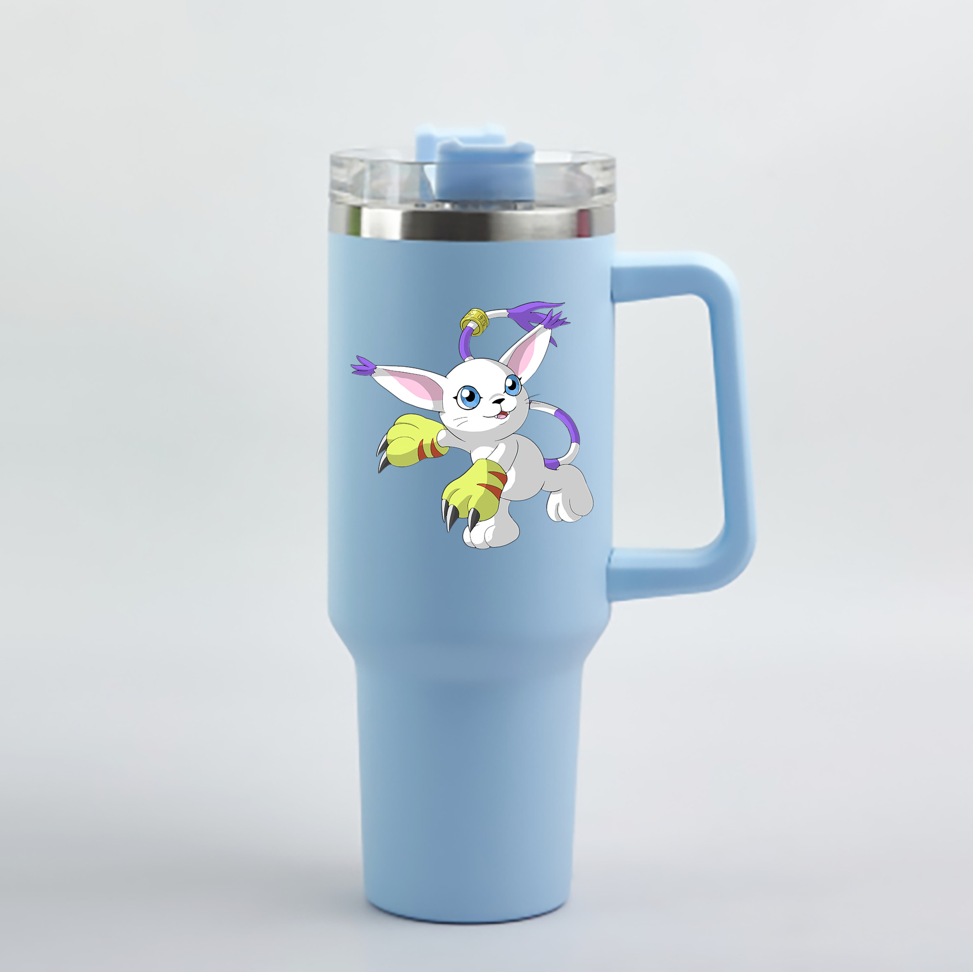 （画像用） Digimon デジタルモンスター/デジモン 1200mL車用タンブラー - クリスタルステッカー（プラスチックストロー付き）