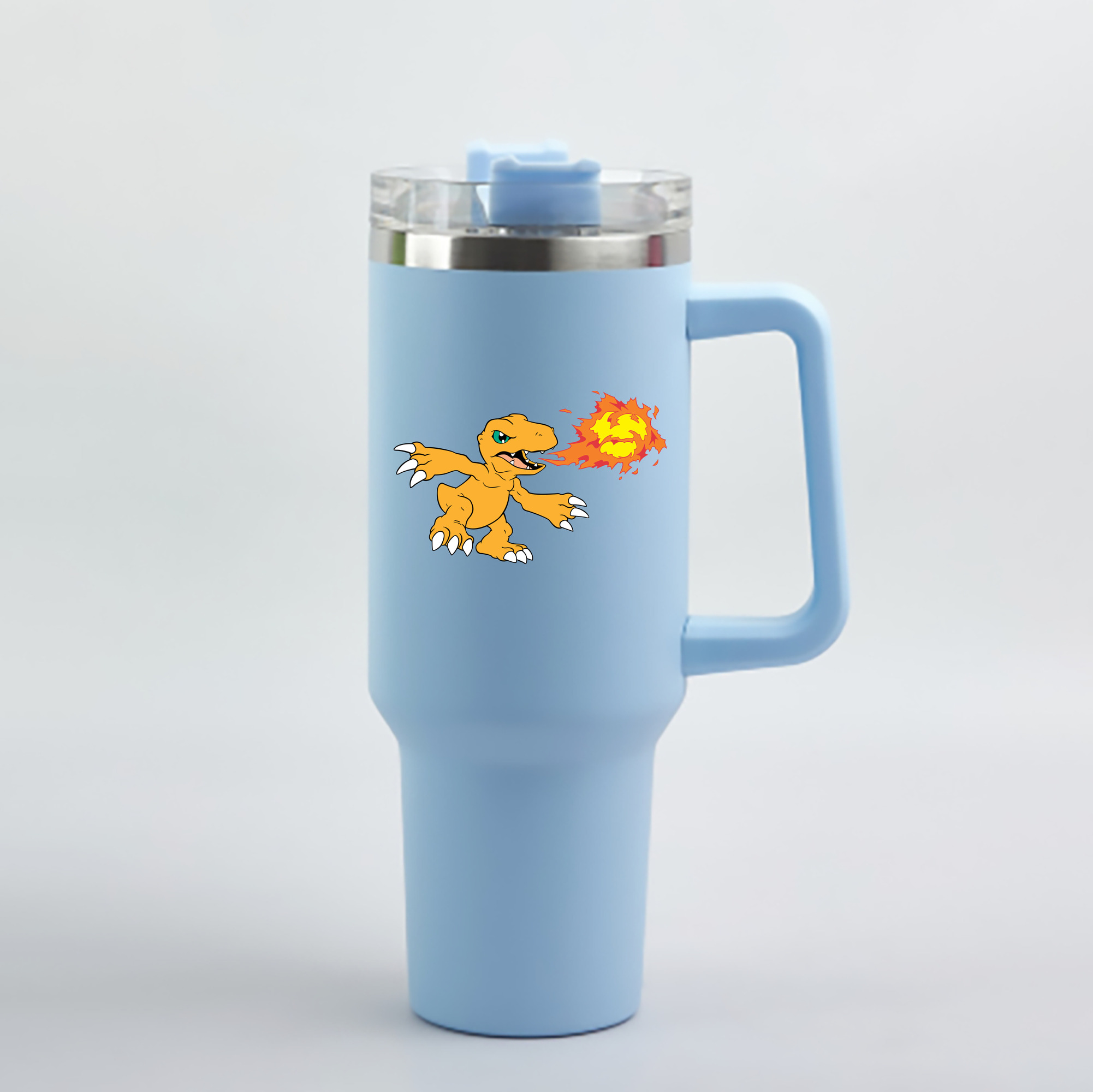 （画像用） Digimon デジタルモンスター/デジモン 1200mL車用タンブラー - クリスタルステッカー（プラスチックストロー付き）