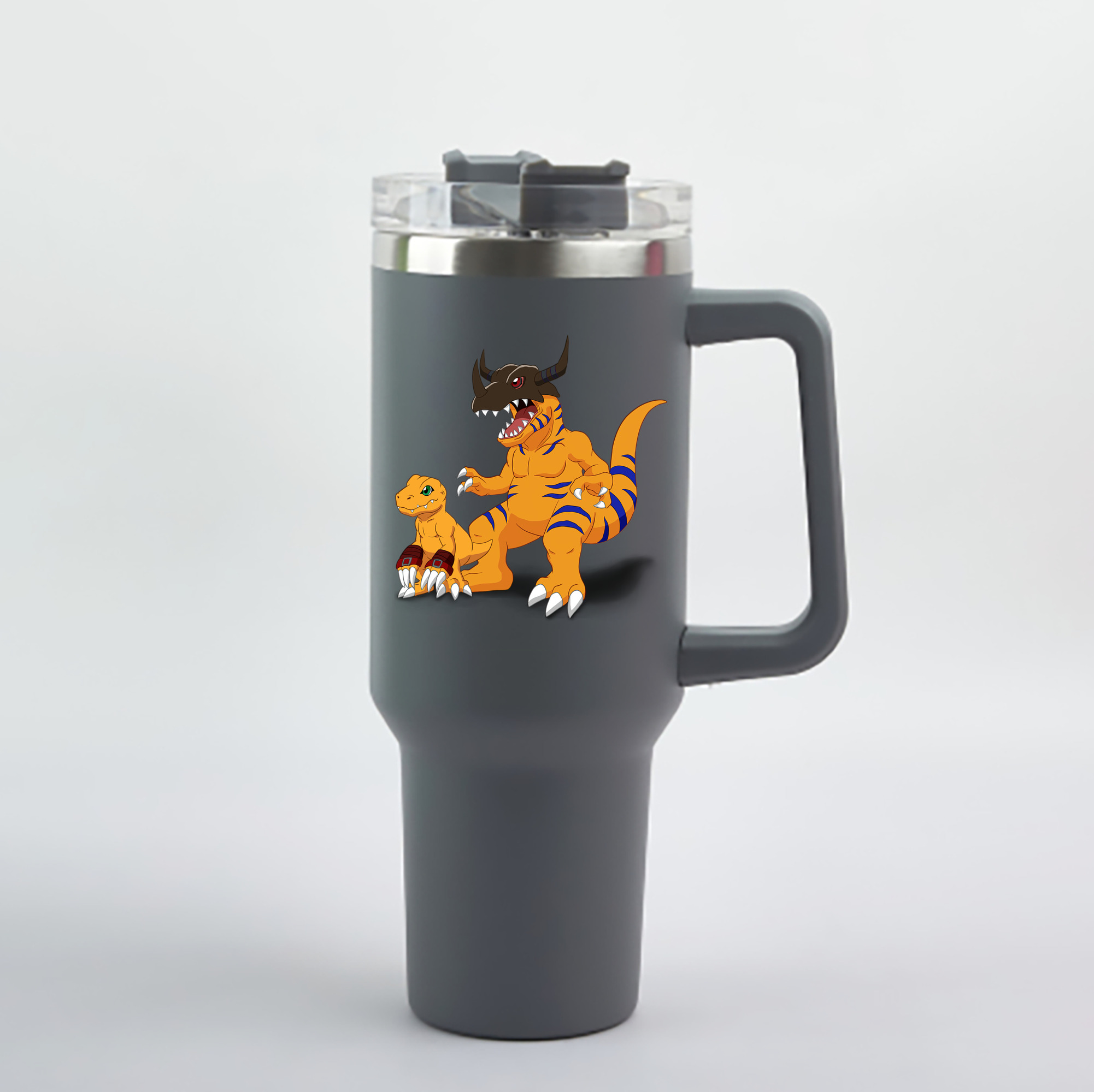 （画像用） Digimon デジタルモンスター/デジモン 1200mL車用タンブラー - クリスタルステッカー（プラスチックストロー付き）