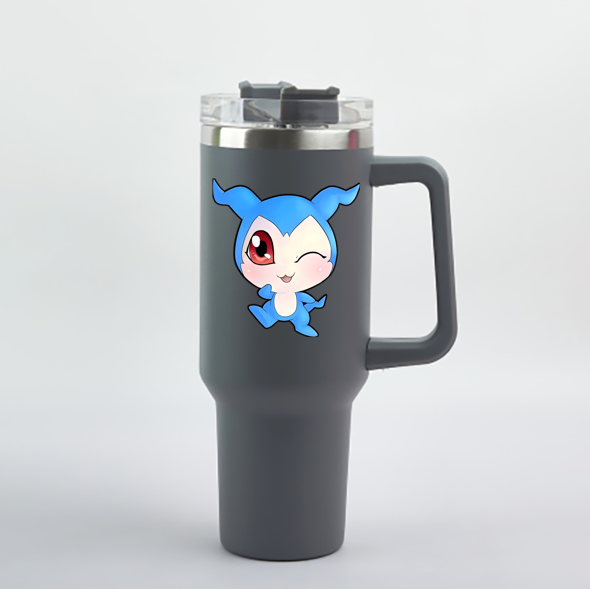 （画像用） Digimon デジタルモンスター/デジモン 1200mL車用タンブラー - クリスタルステッカー（プラスチックストロー付き）