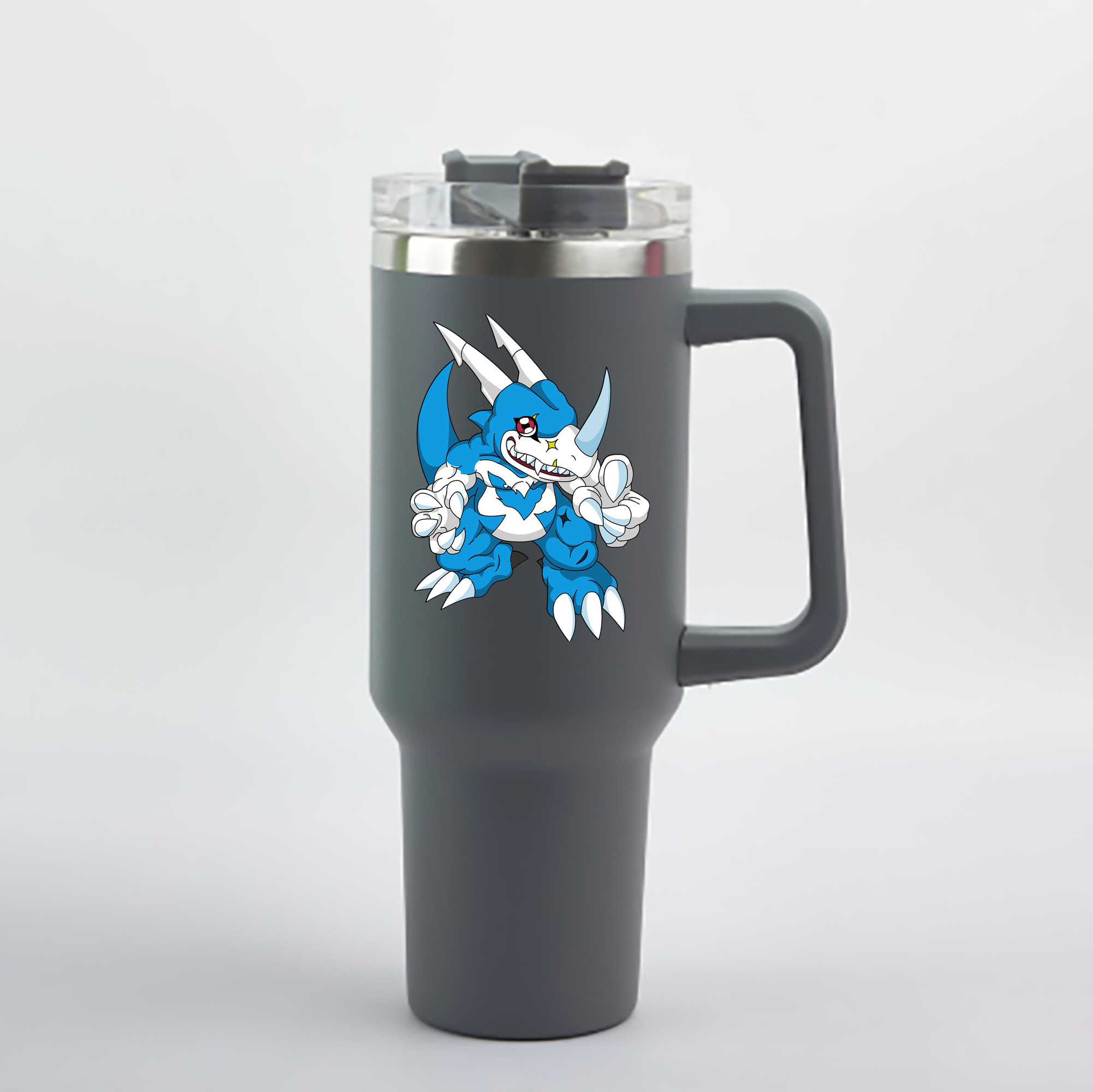 （画像用） Digimon デジタルモンスター/デジモン 1200mL車用タンブラー - クリスタルステッカー（プラスチックストロー付き）