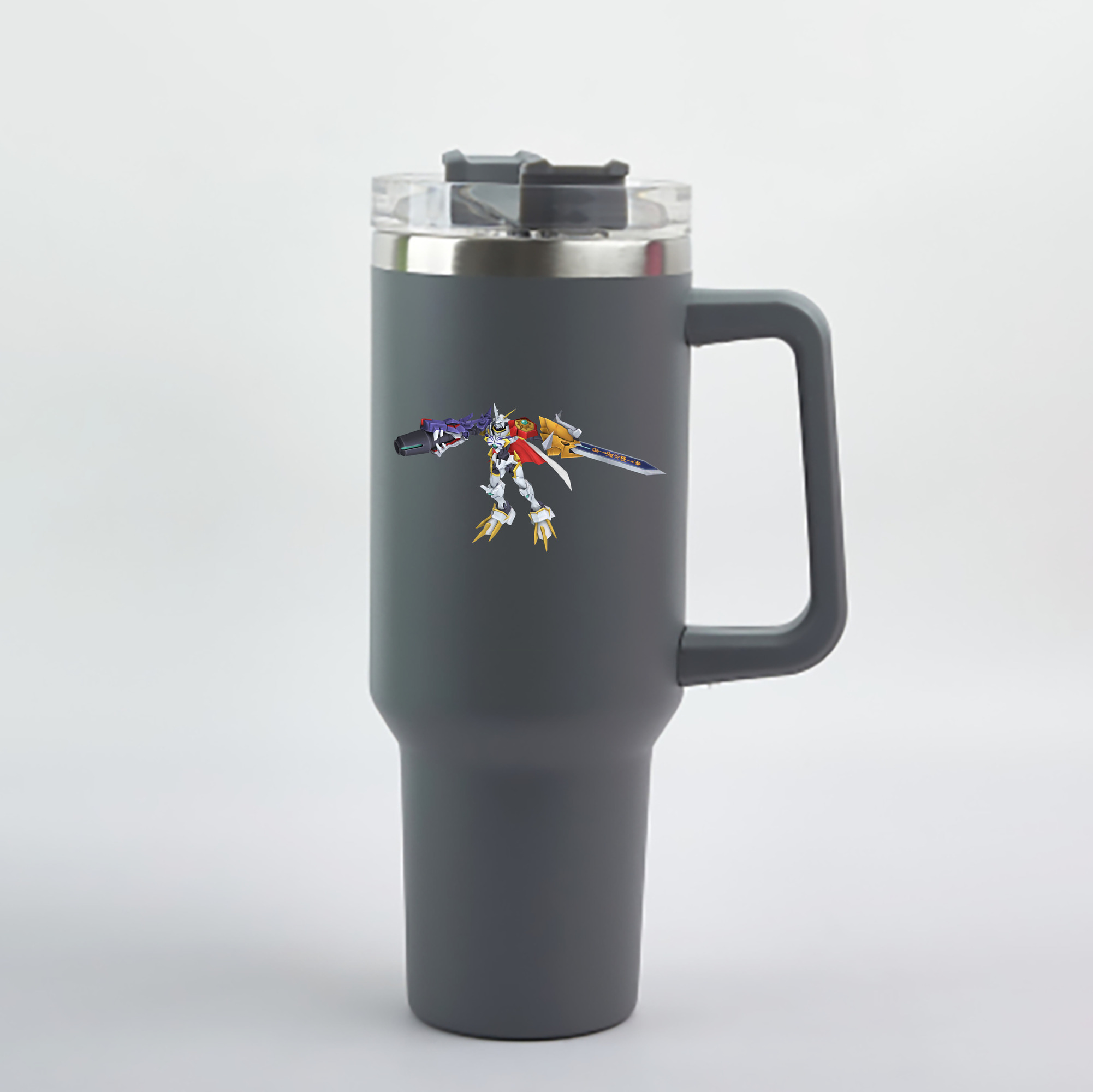 （画像用） Digimon デジタルモンスター/デジモン 1200mL車用タンブラー - クリスタルステッカー（プラスチックストロー付き）