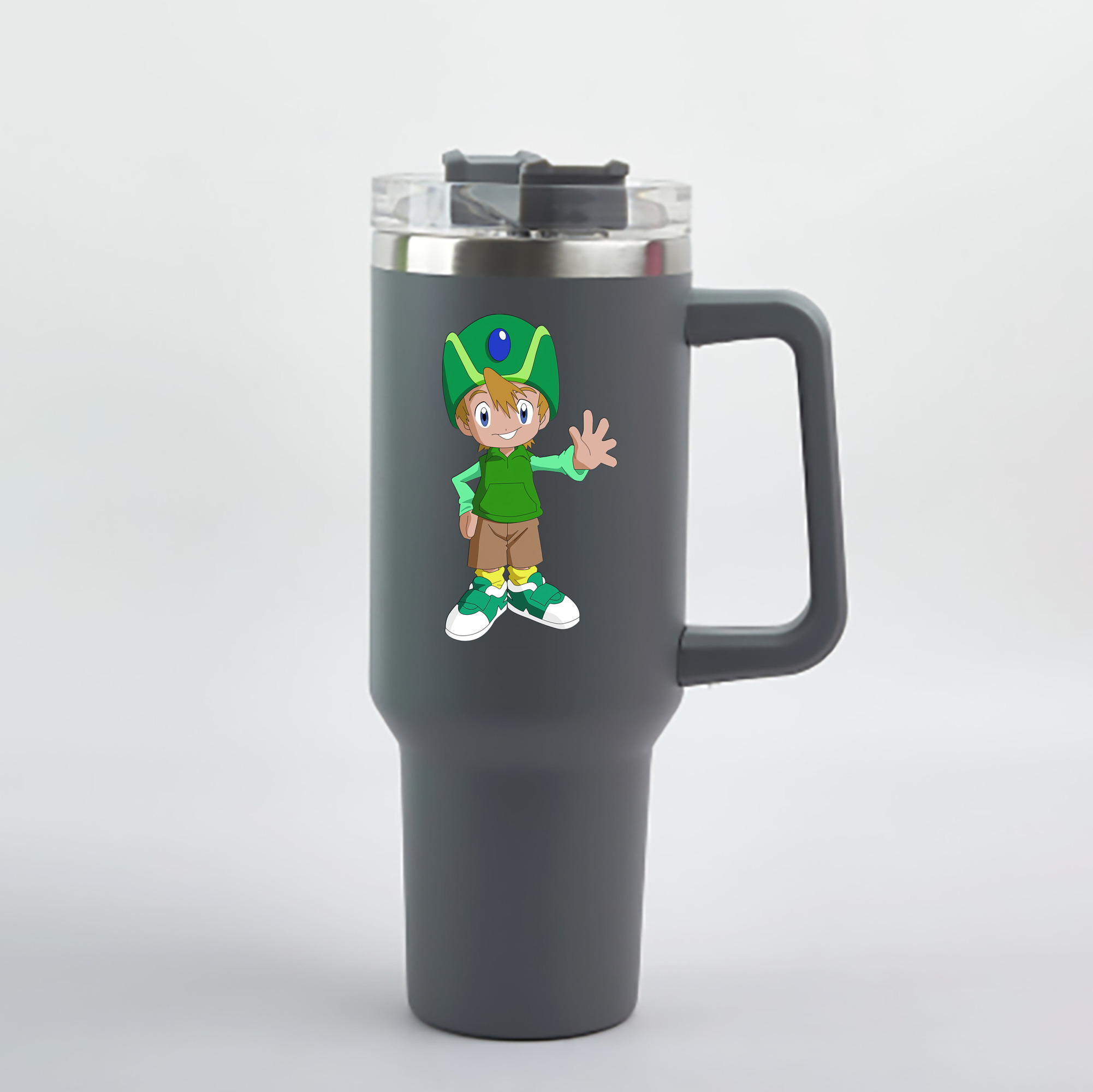 （画像用） Digimon デジタルモンスター/デジモン 1200mL車用タンブラー - クリスタルステッカー（プラスチックストロー付き）