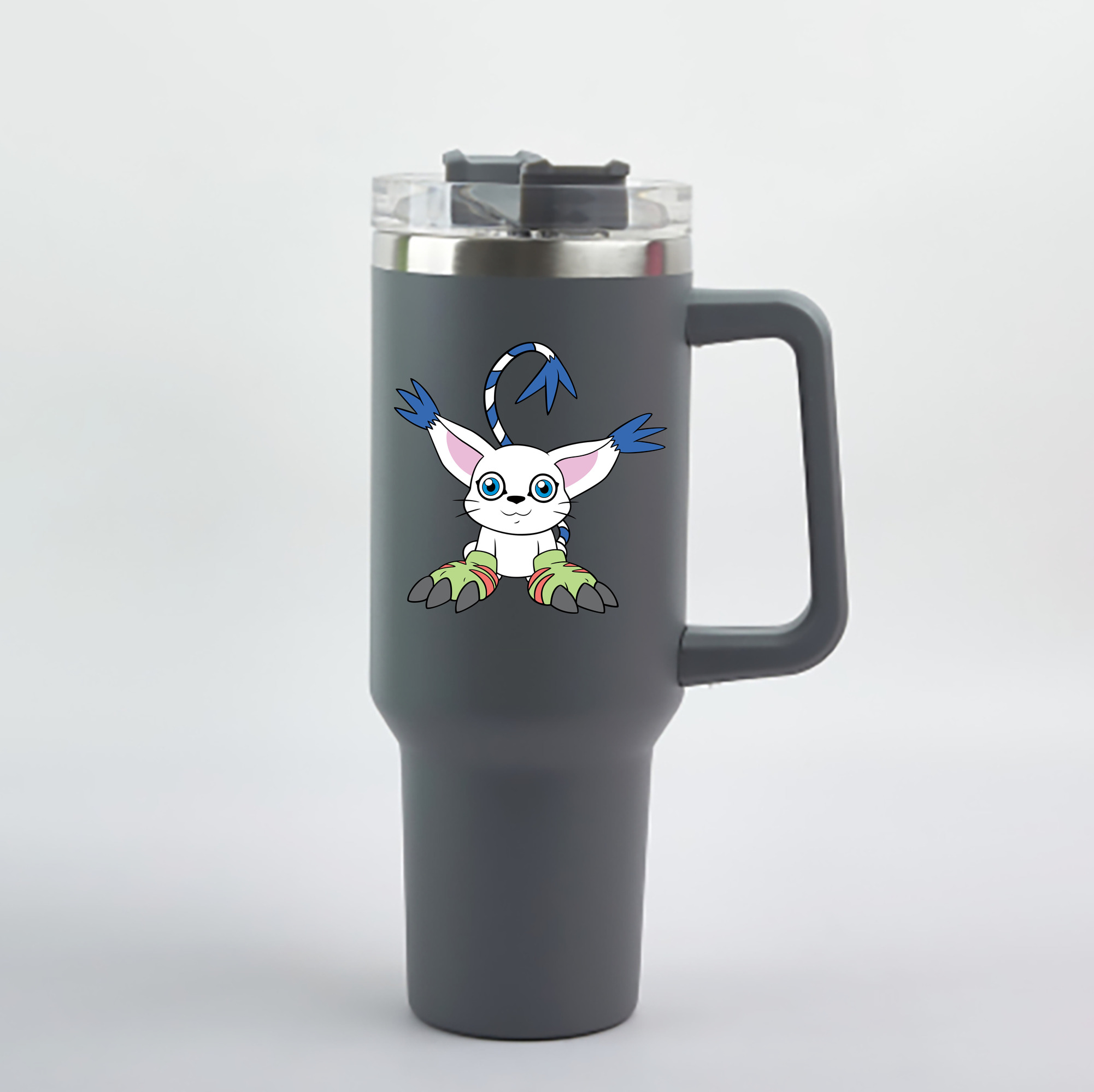 （画像用） Digimon デジタルモンスター/デジモン 1200mL車用タンブラー - クリスタルステッカー（プラスチックストロー付き）