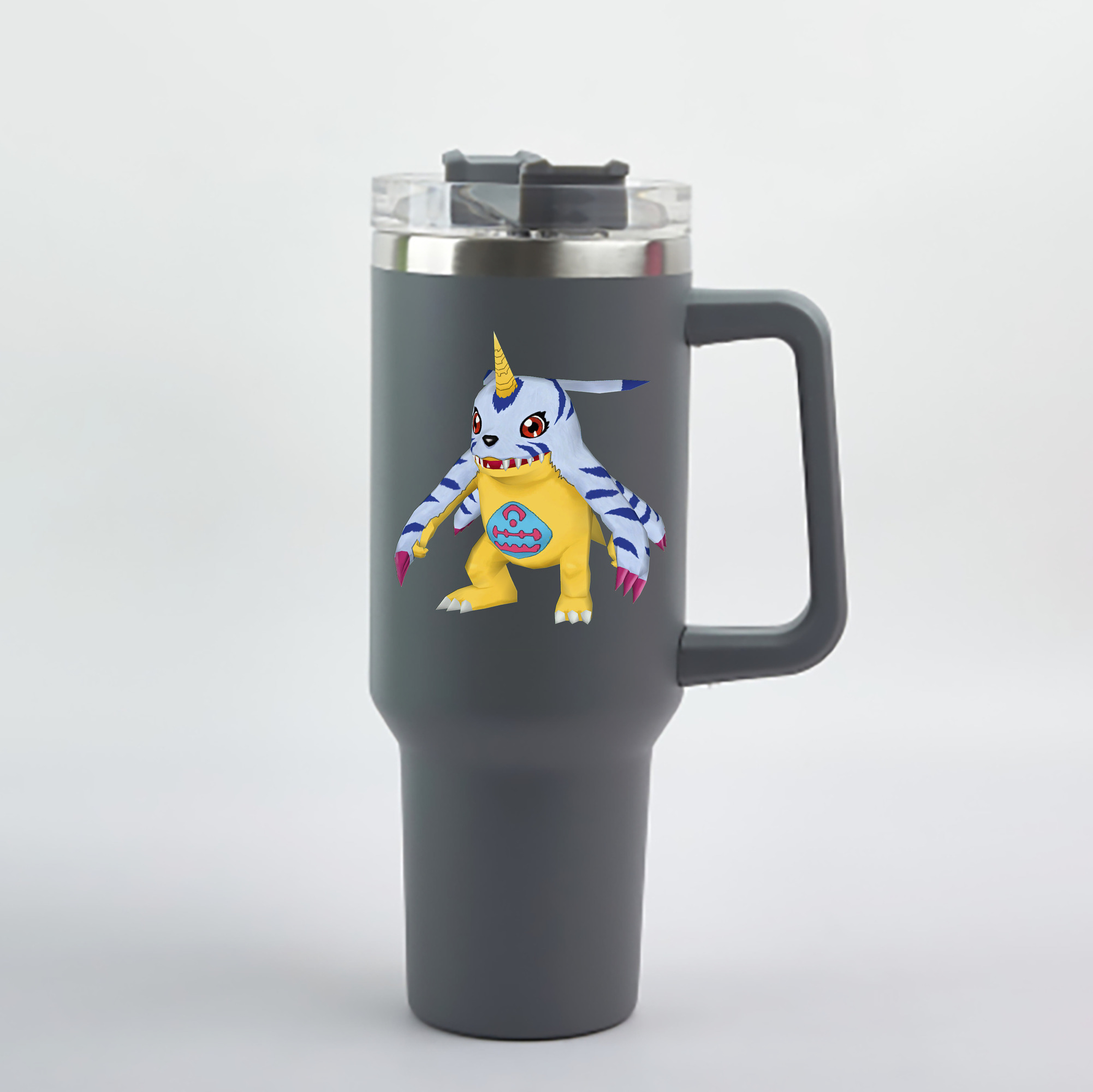 （画像用） Digimon デジタルモンスター/デジモン 1200mL車用タンブラー - クリスタルステッカー（プラスチックストロー付き）