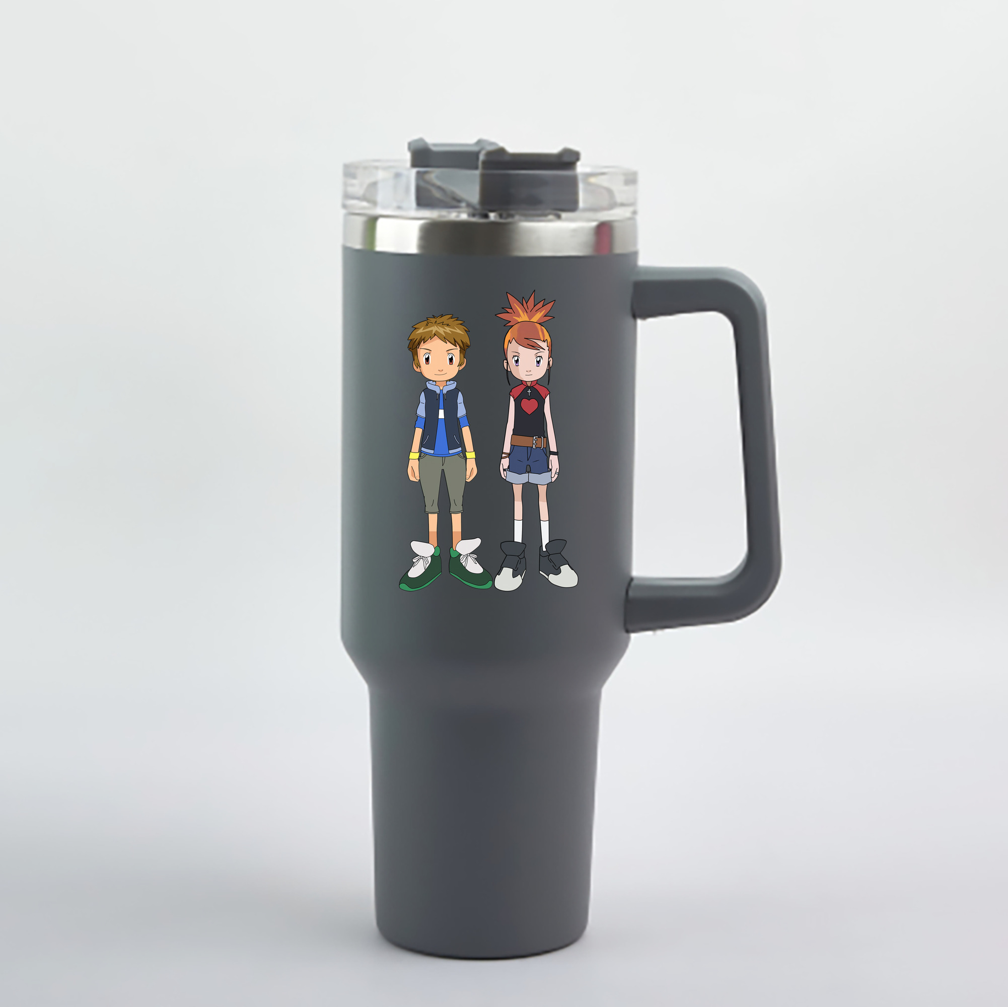 （画像用） Digimon デジタルモンスター/デジモン 1200mL車用タンブラー - クリスタルステッカー（プラスチックストロー付き）