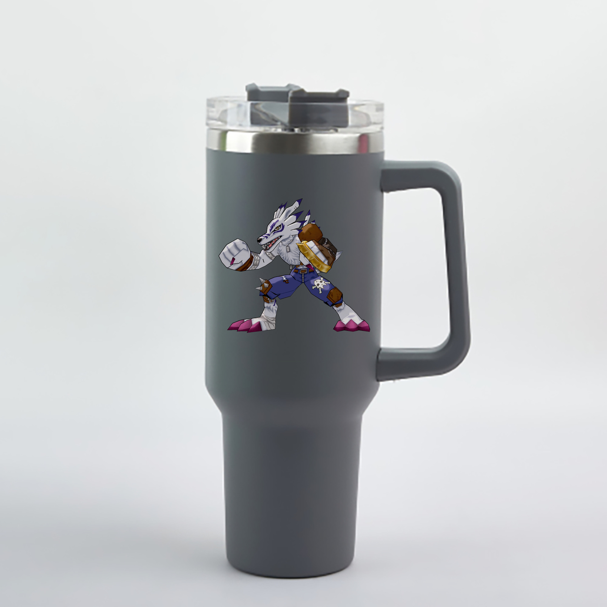 （画像用） Digimon デジタルモンスター/デジモン 1200mL車用タンブラー - クリスタルステッカー（プラスチックストロー付き）