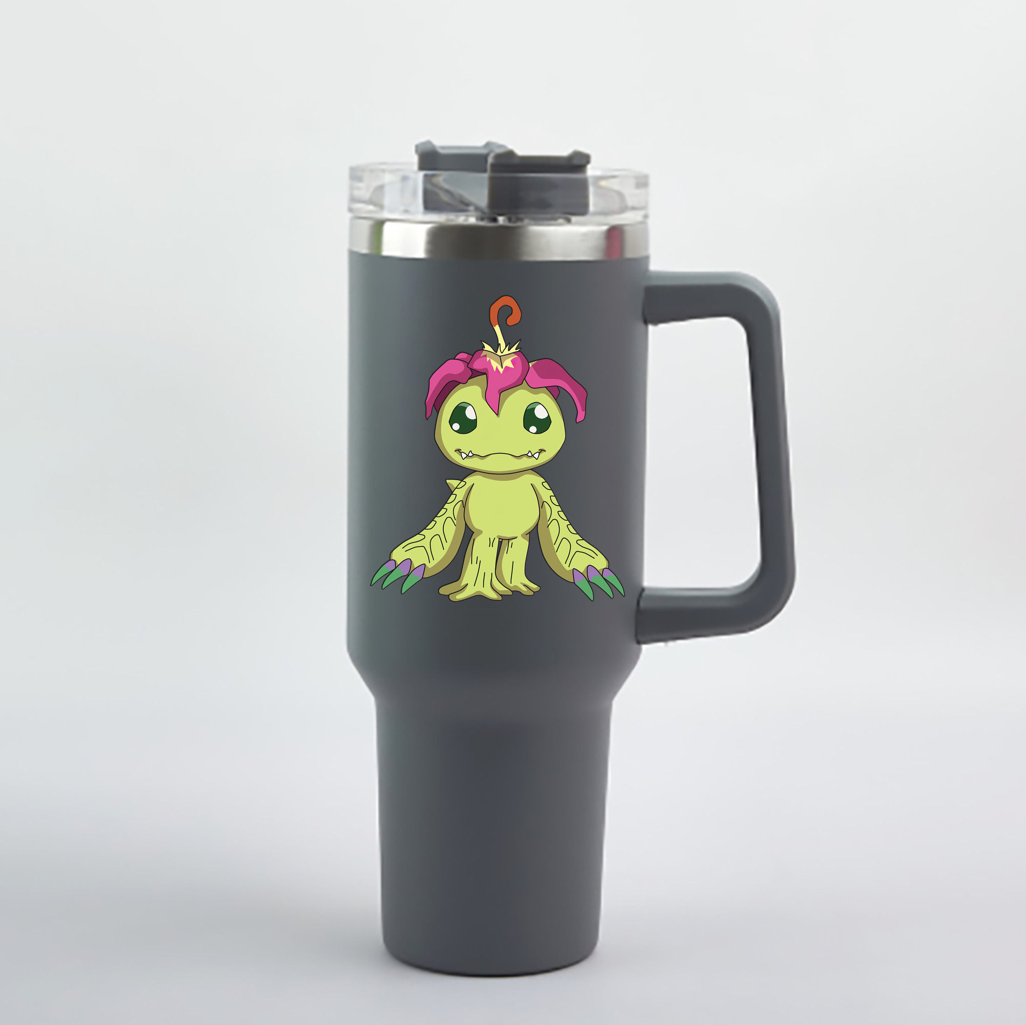 （画像用） Digimon デジタルモンスター/デジモン 1200mL車用タンブラー - クリスタルステッカー（プラスチックストロー付き）