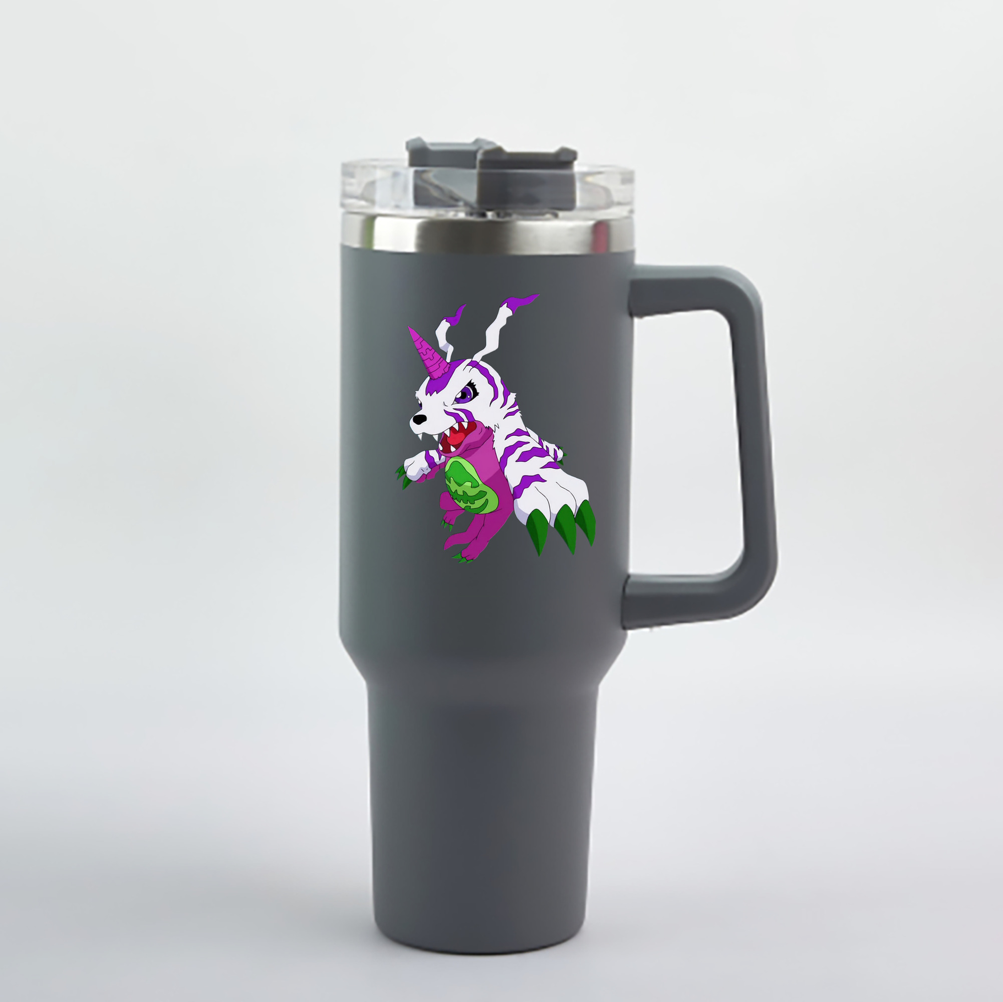 （画像用） Digimon デジタルモンスター/デジモン 1200mL車用タンブラー - クリスタルステッカー（プラスチックストロー付き）