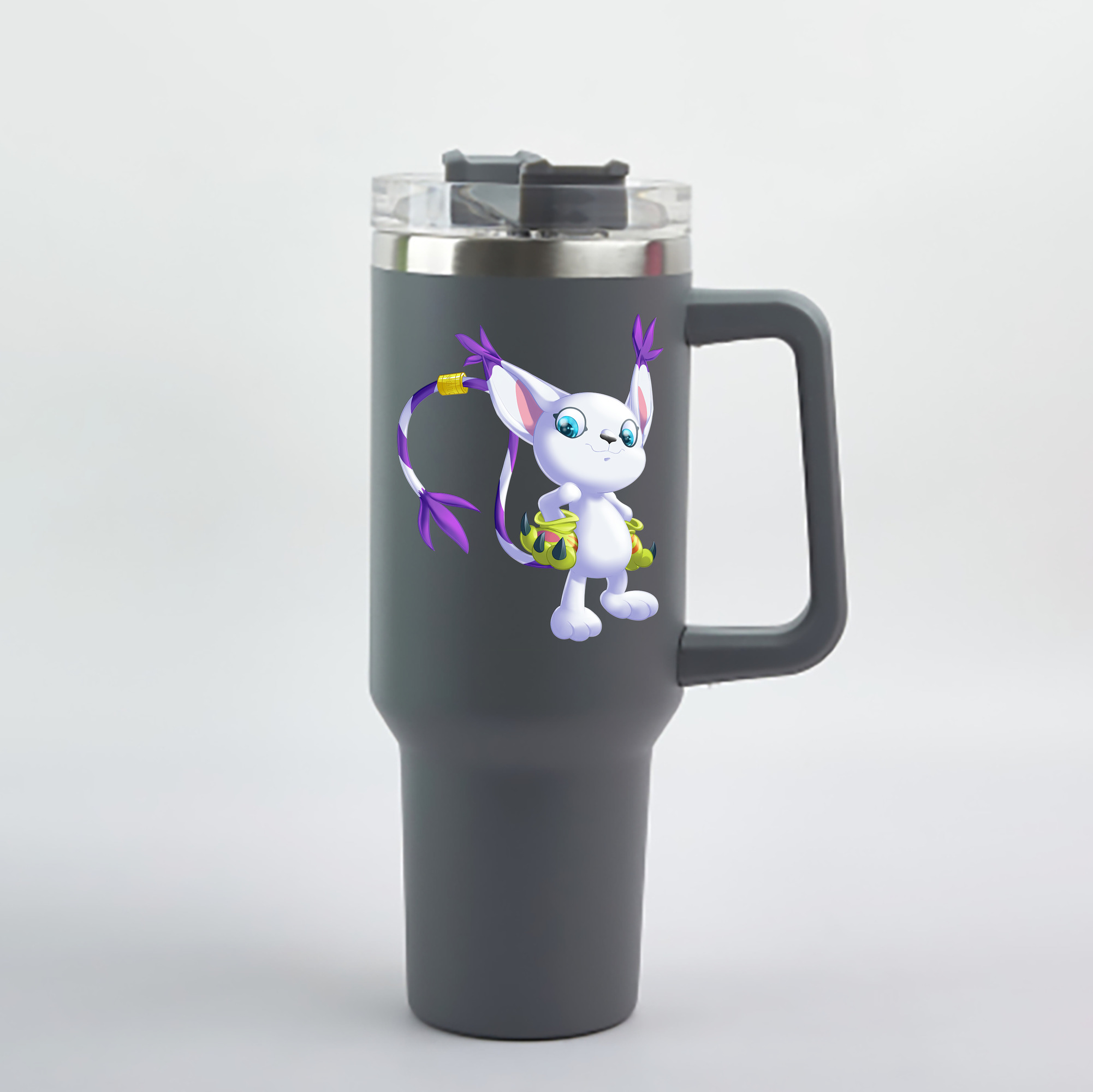 （画像用） Digimon デジタルモンスター/デジモン 1200mL車用タンブラー - クリスタルステッカー（プラスチックストロー付き）