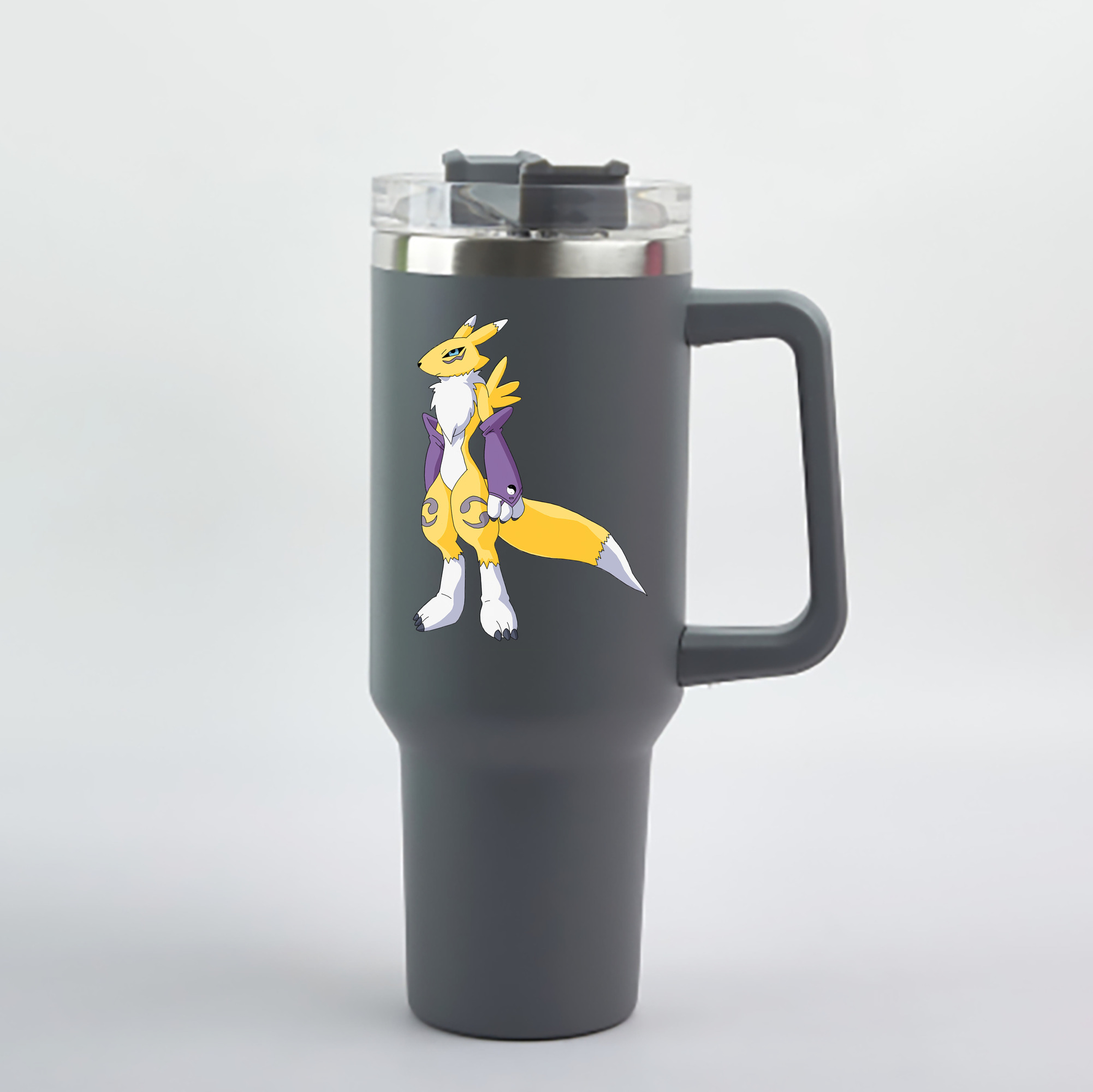 （画像用） Digimon デジタルモンスター/デジモン 1200mL車用タンブラー - クリスタルステッカー（プラスチックストロー付き）