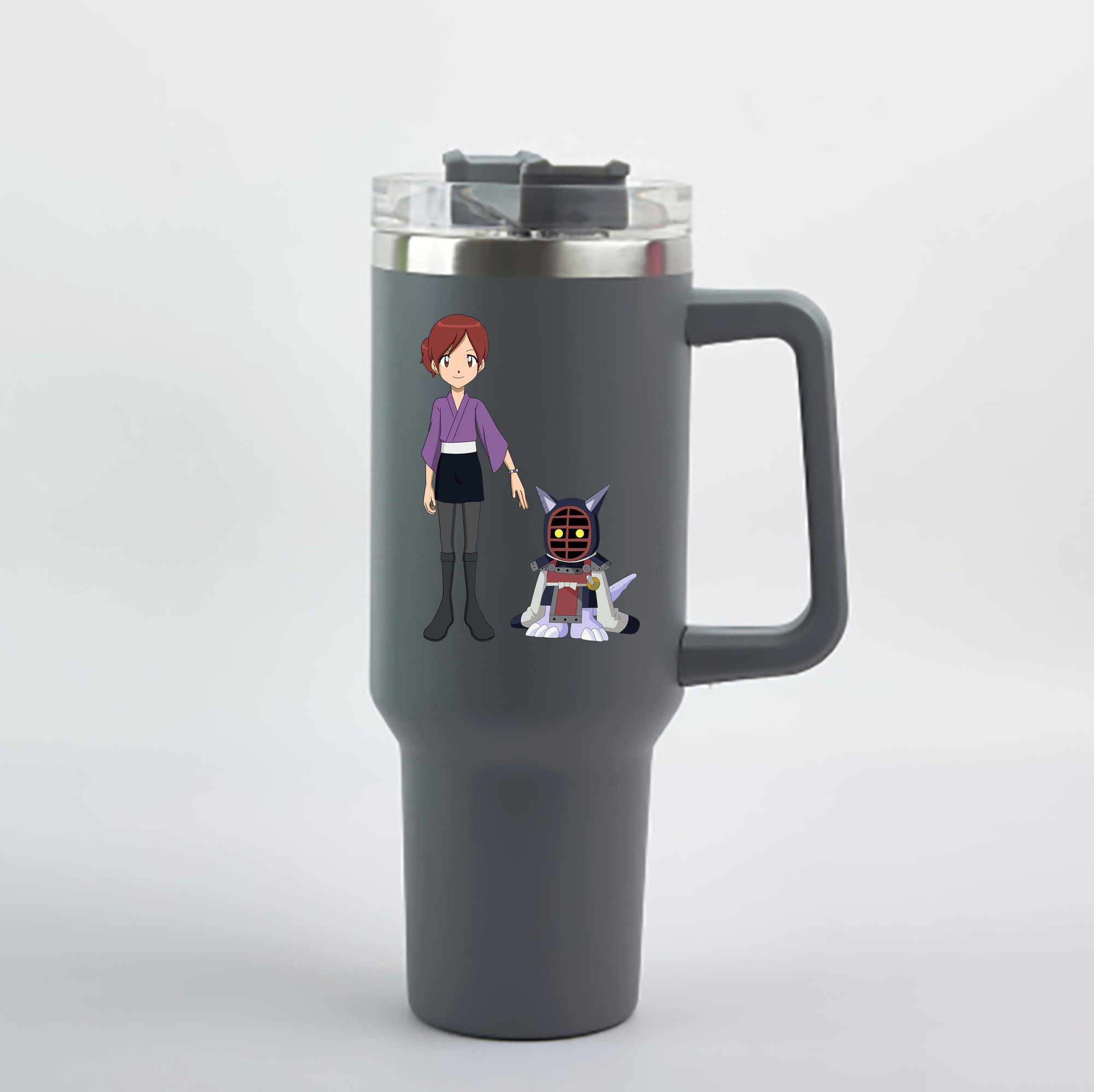 （画像用） Digimon デジタルモンスター/デジモン 1200mL車用タンブラー - クリスタルステッカー（プラスチックストロー付き）