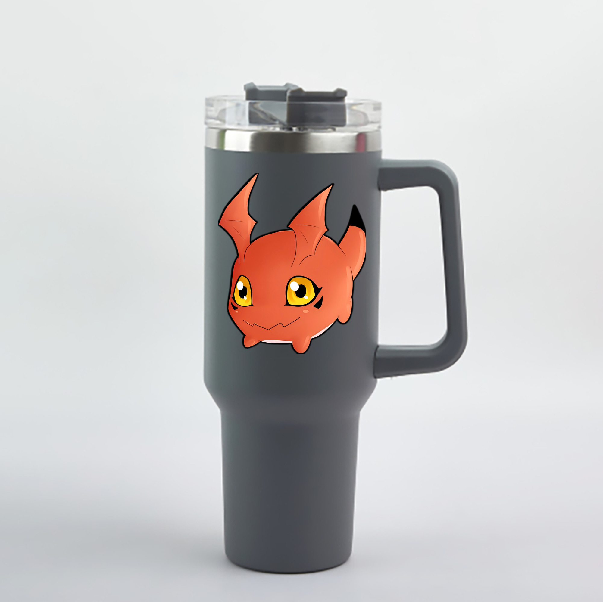（画像用） Digimon デジタルモンスター/デジモン 1200mL車用タンブラー - クリスタルステッカー（プラスチックストロー付き）