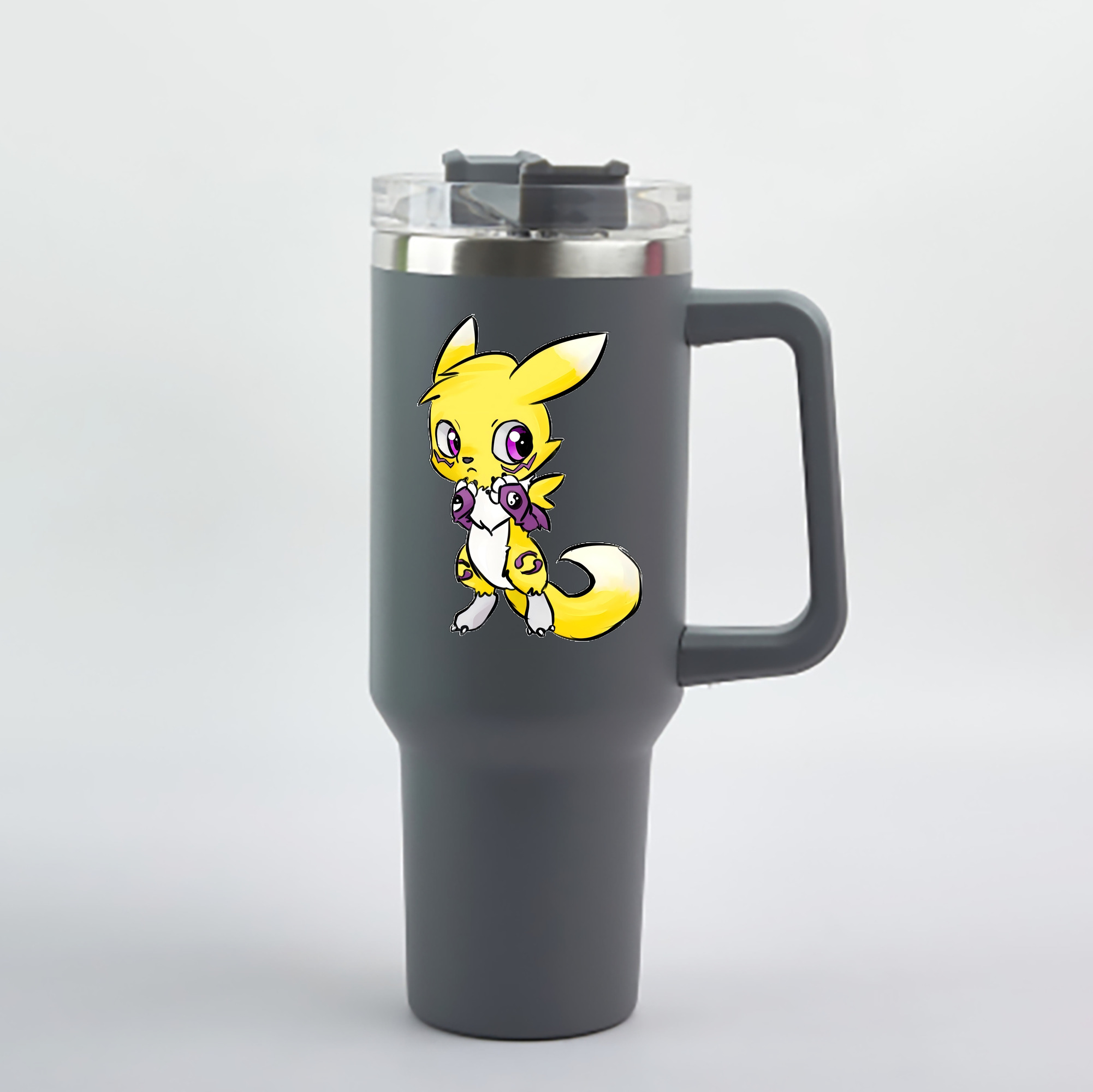 （画像用） Digimon デジタルモンスター/デジモン 1200mL車用タンブラー - クリスタルステッカー（プラスチックストロー付き）