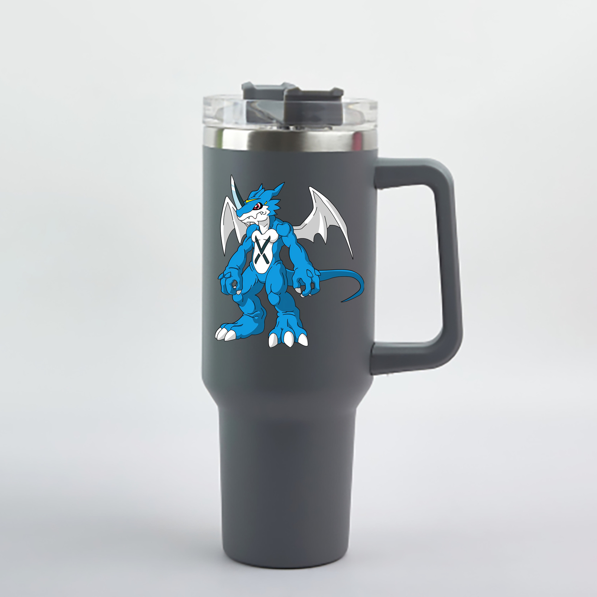 （画像用） Digimon デジタルモンスター/デジモン 1200mL車用タンブラー - クリスタルステッカー（プラスチックストロー付き）