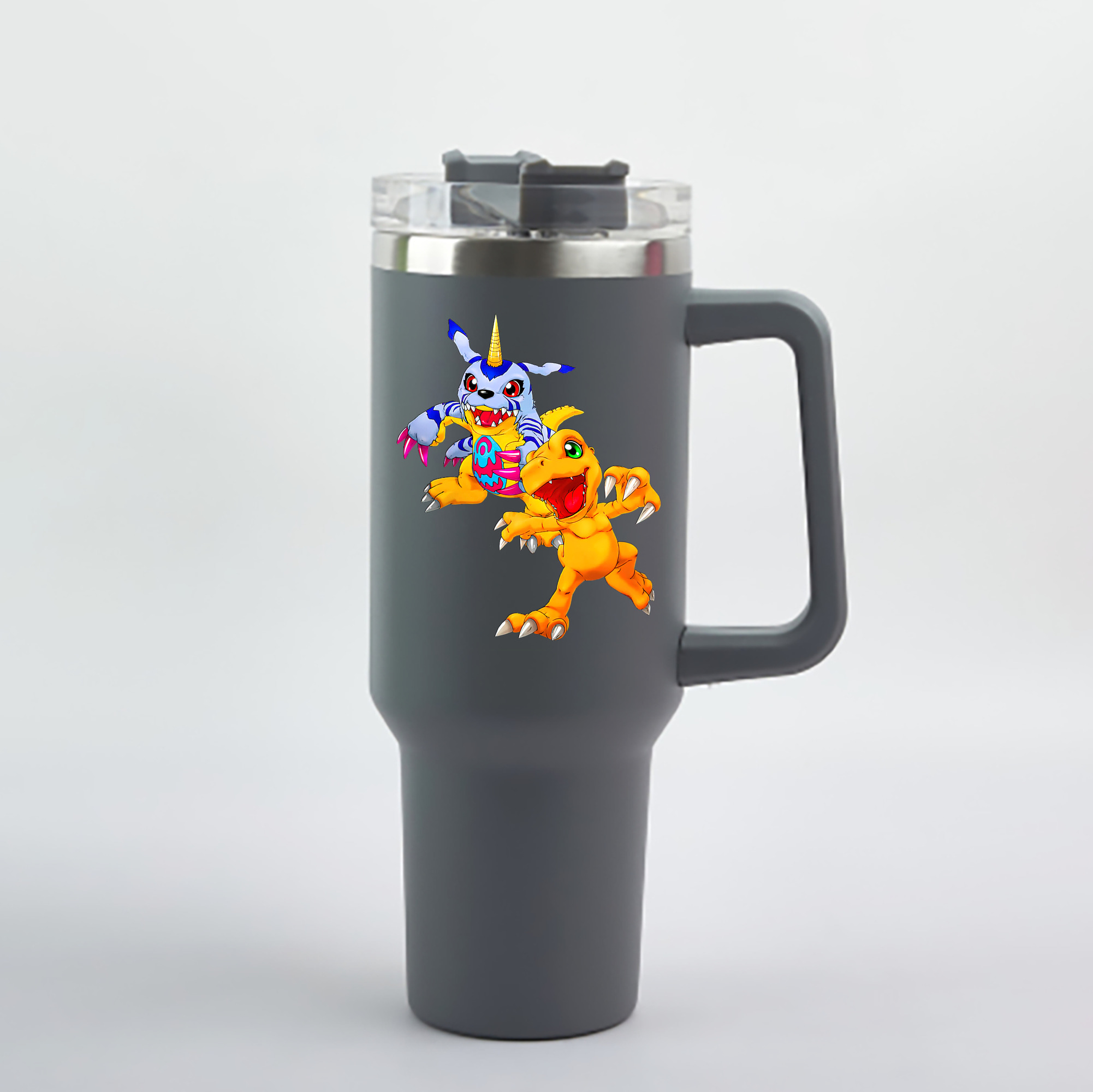 （画像用） Digimon デジタルモンスター/デジモン 1200mL車用タンブラー - クリスタルステッカー（プラスチックストロー付き）