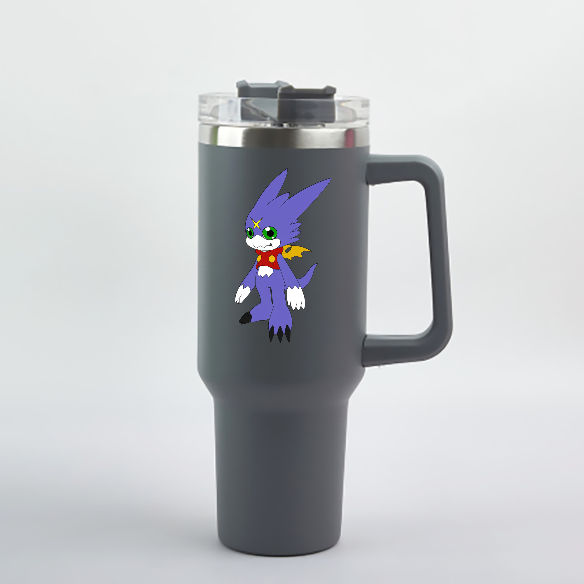 （画像用） Digimon デジタルモンスター/デジモン 1200mL車用タンブラー - クリスタルステッカー（プラスチックストロー付き）