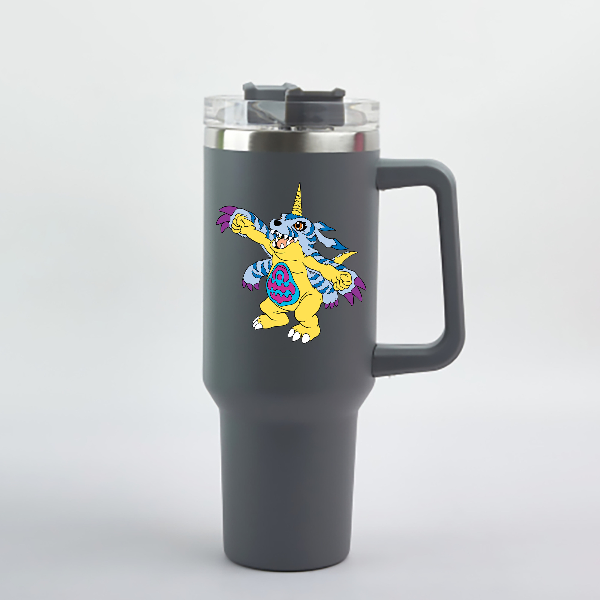 （画像用） Digimon デジタルモンスター/デジモン 1200mL車用タンブラー - クリスタルステッカー（プラスチックストロー付き）