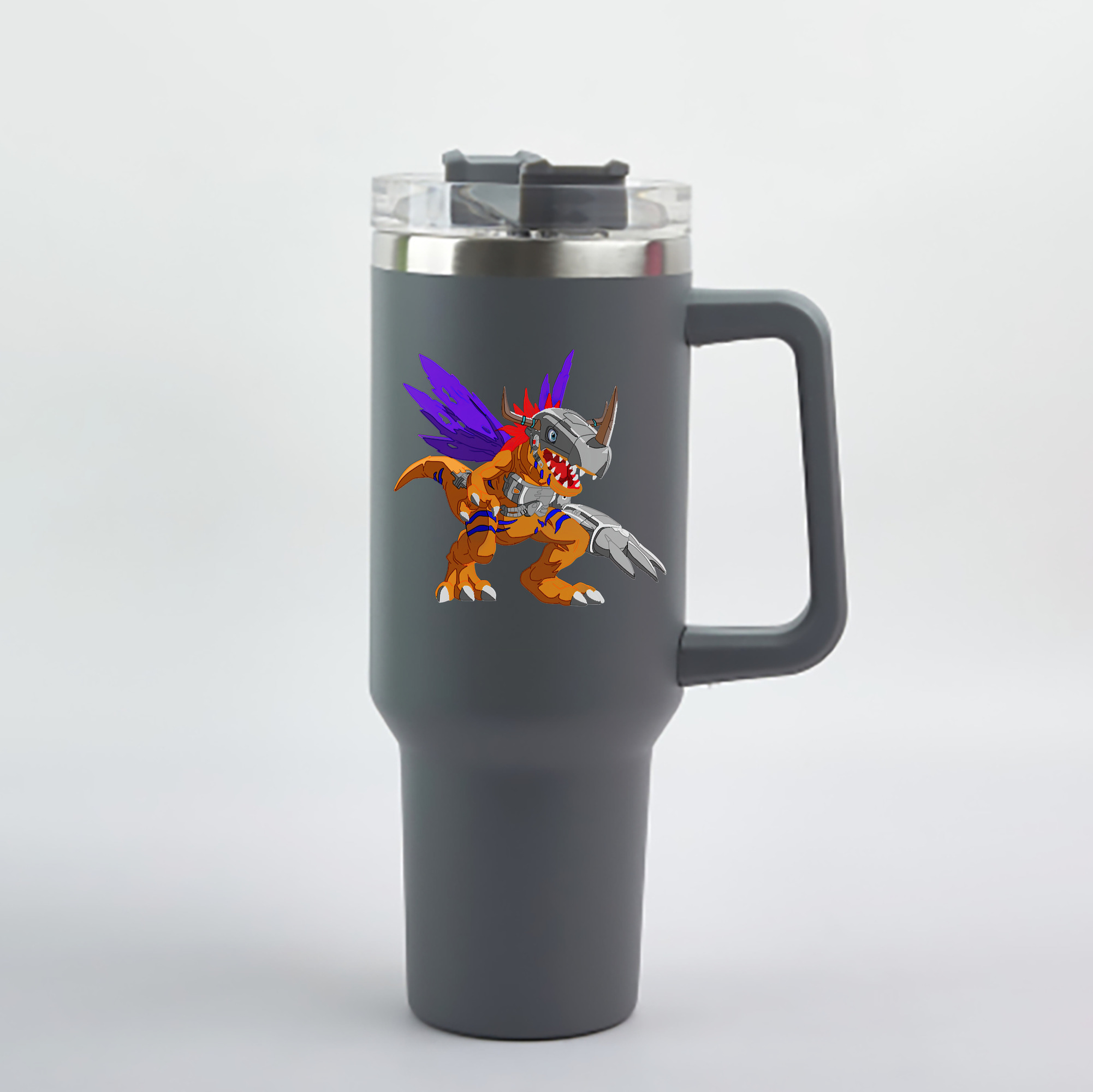 （画像用） Digimon デジタルモンスター/デジモン 1200mL車用タンブラー - クリスタルステッカー（プラスチックストロー付き）
