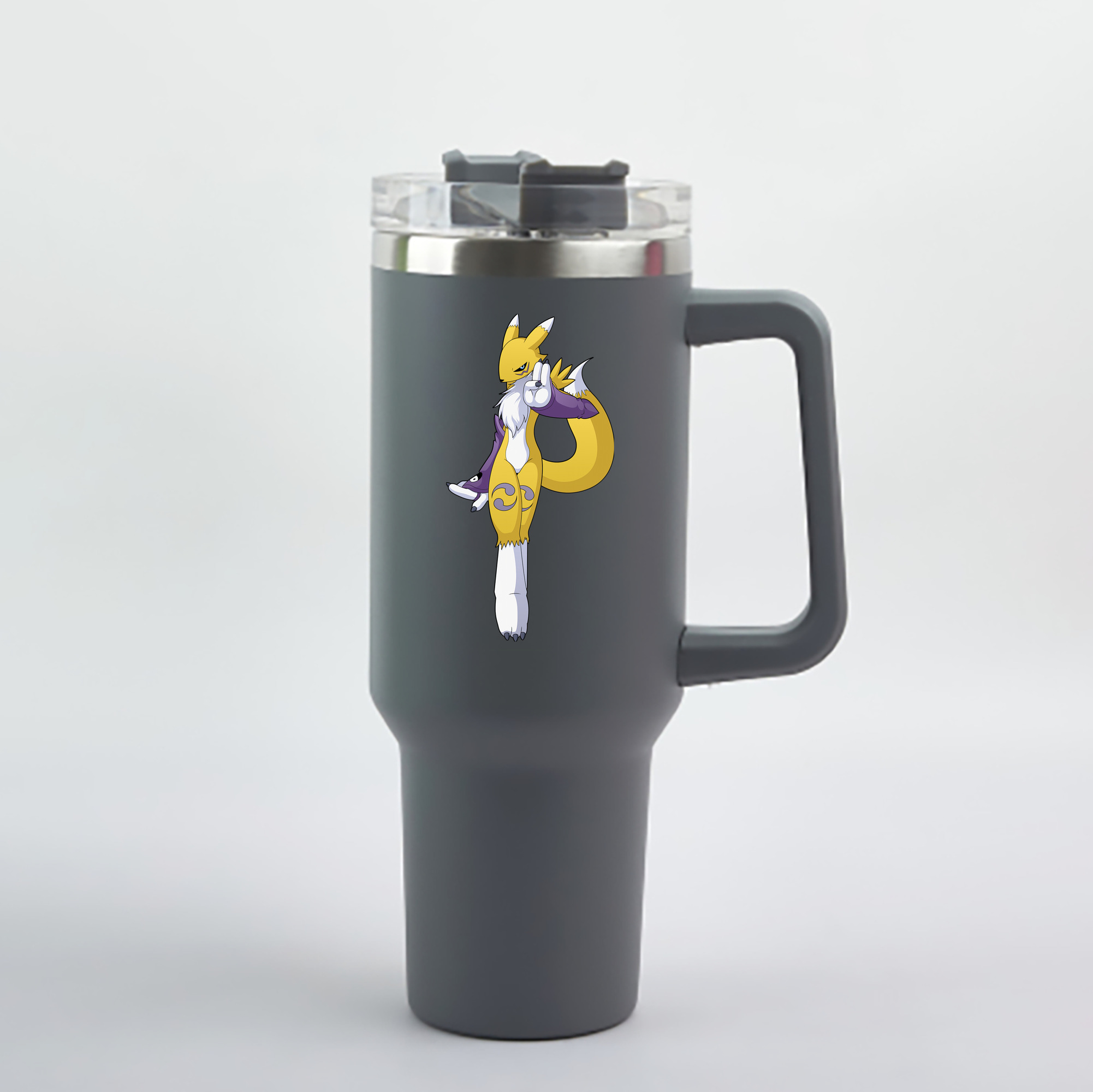 （画像用） Digimon デジタルモンスター/デジモン 1200mL車用タンブラー - クリスタルステッカー（プラスチックストロー付き）