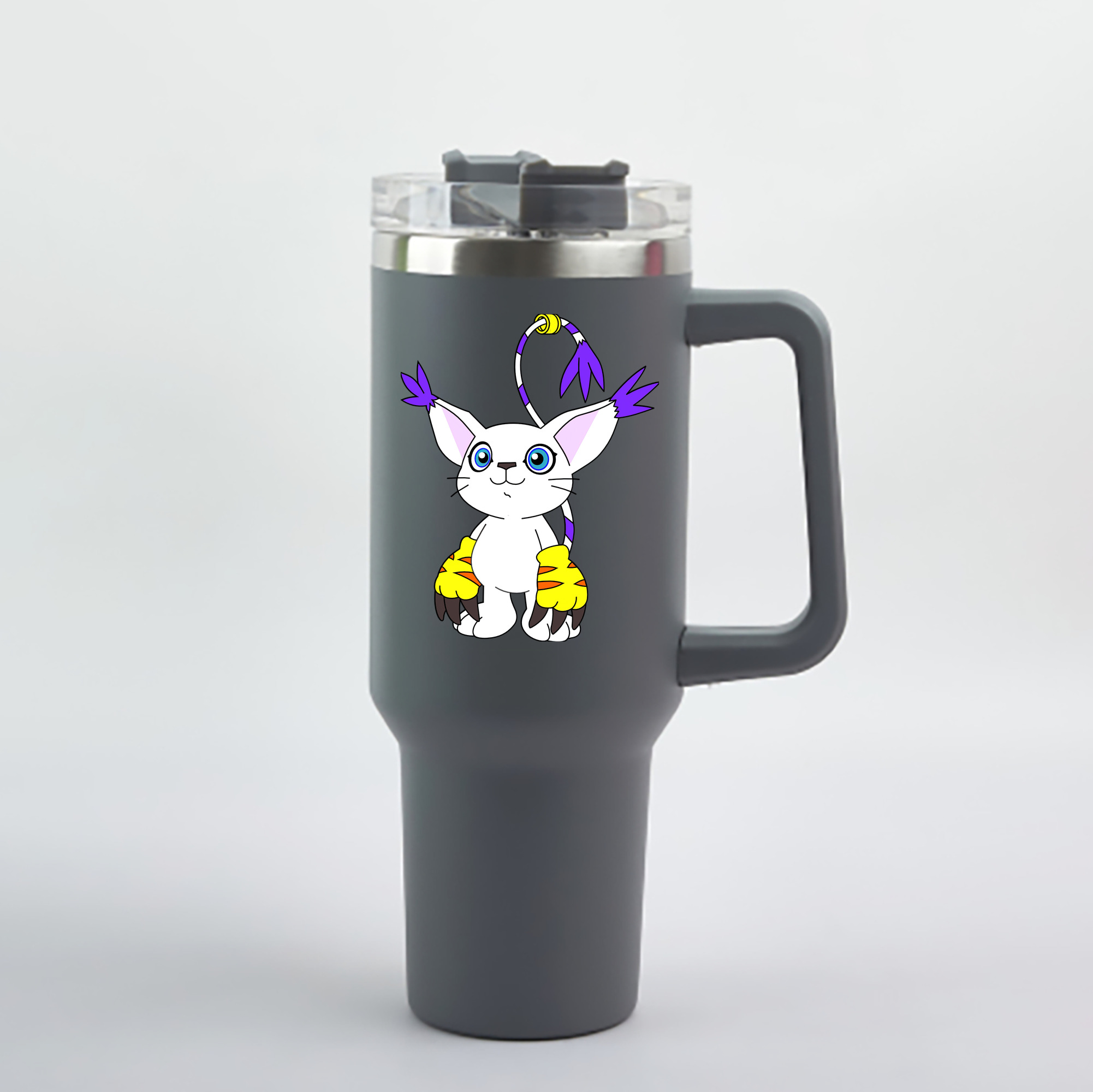 （画像用） Digimon デジタルモンスター/デジモン 1200mL車用タンブラー - クリスタルステッカー（プラスチックストロー付き）