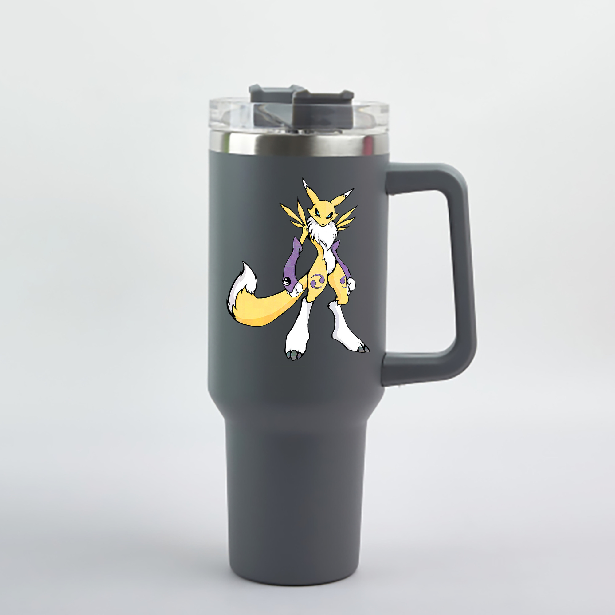 （画像用） Digimon デジタルモンスター/デジモン 1200mL車用タンブラー - クリスタルステッカー（プラスチックストロー付き）