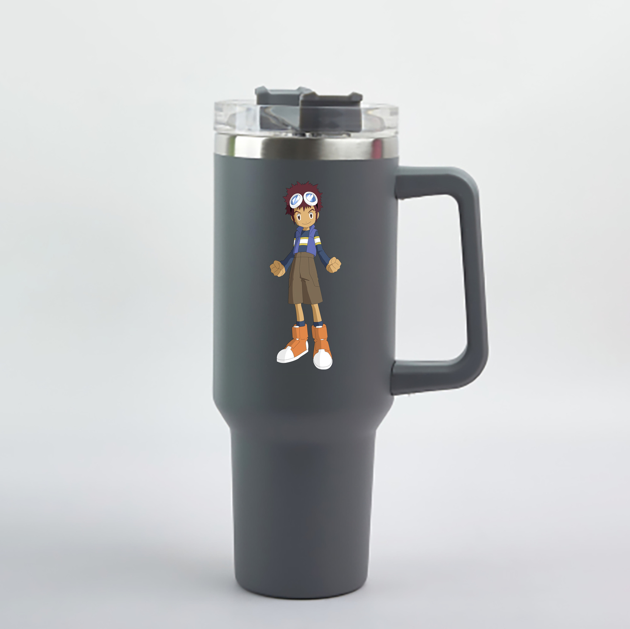 （画像用） Digimon デジタルモンスター/デジモン 1200mL車用タンブラー - クリスタルステッカー（プラスチックストロー付き）