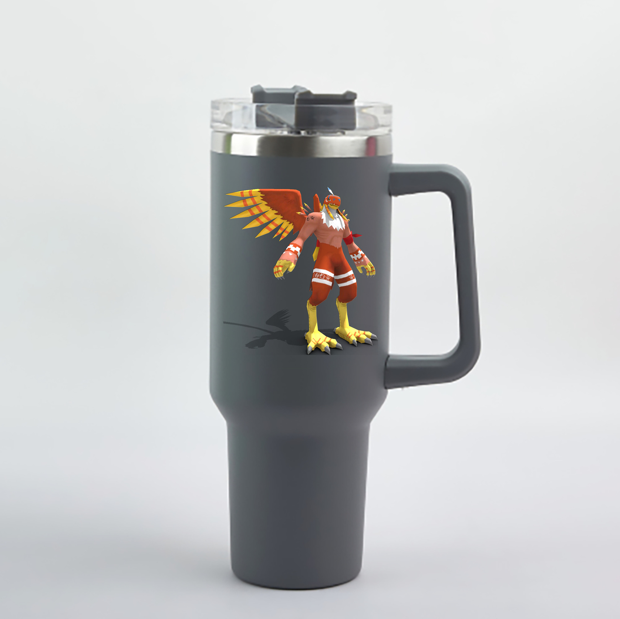 （画像用） Digimon デジタルモンスター/デジモン 1200mL車用タンブラー - クリスタルステッカー（プラスチックストロー付き）