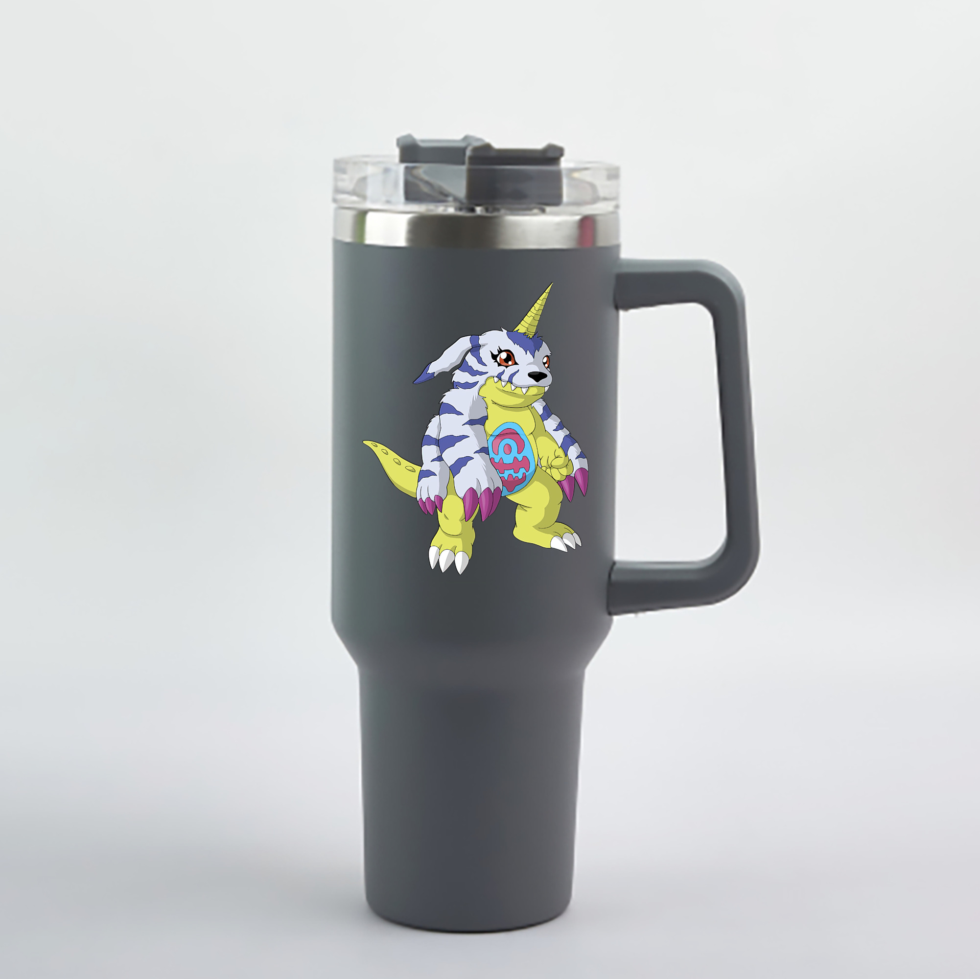 （画像用） Digimon デジタルモンスター/デジモン 1200mL車用タンブラー - クリスタルステッカー（プラスチックストロー付き）