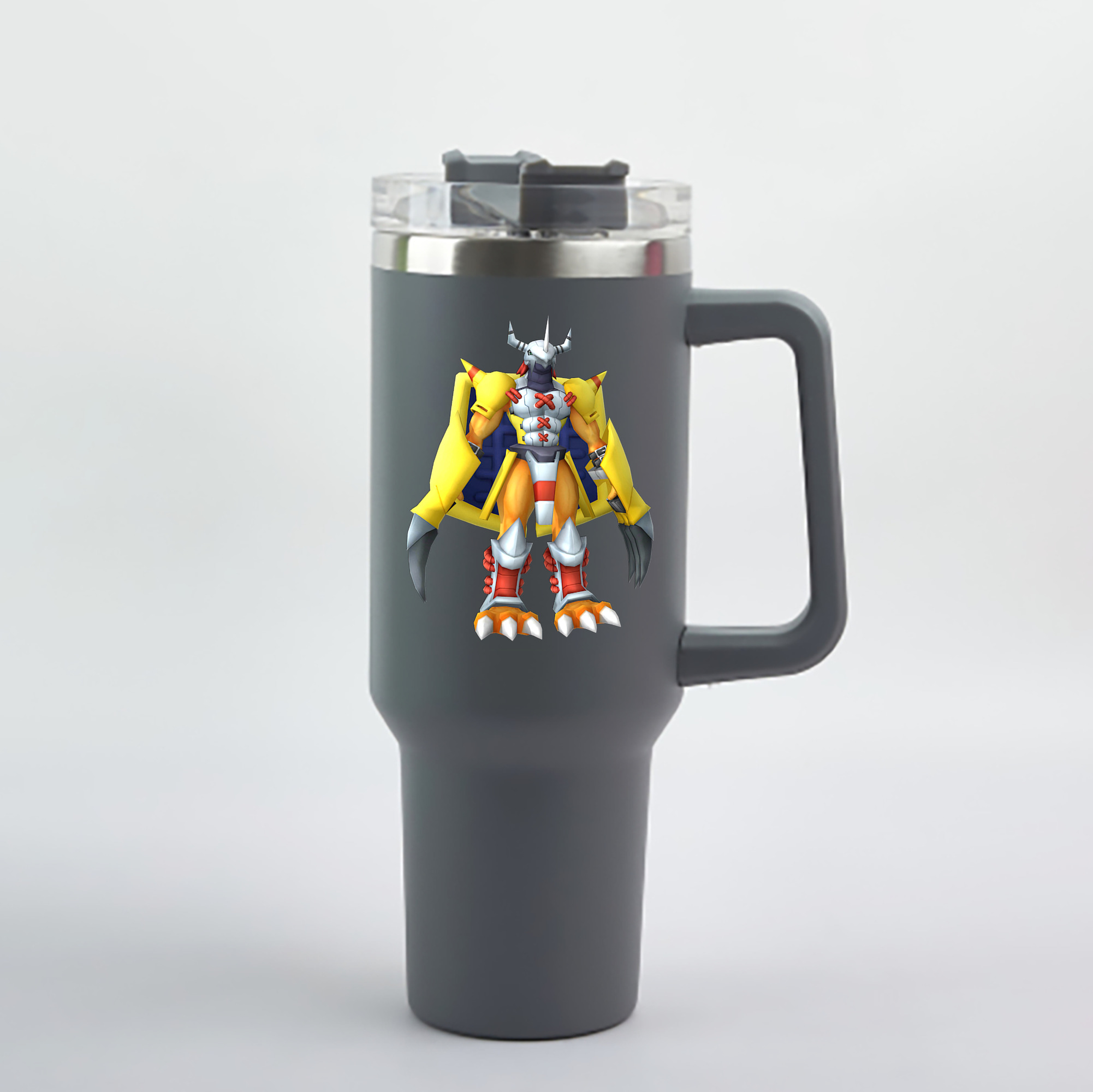 （画像用） Digimon デジタルモンスター/デジモン 1200mL車用タンブラー - クリスタルステッカー（プラスチックストロー付き）