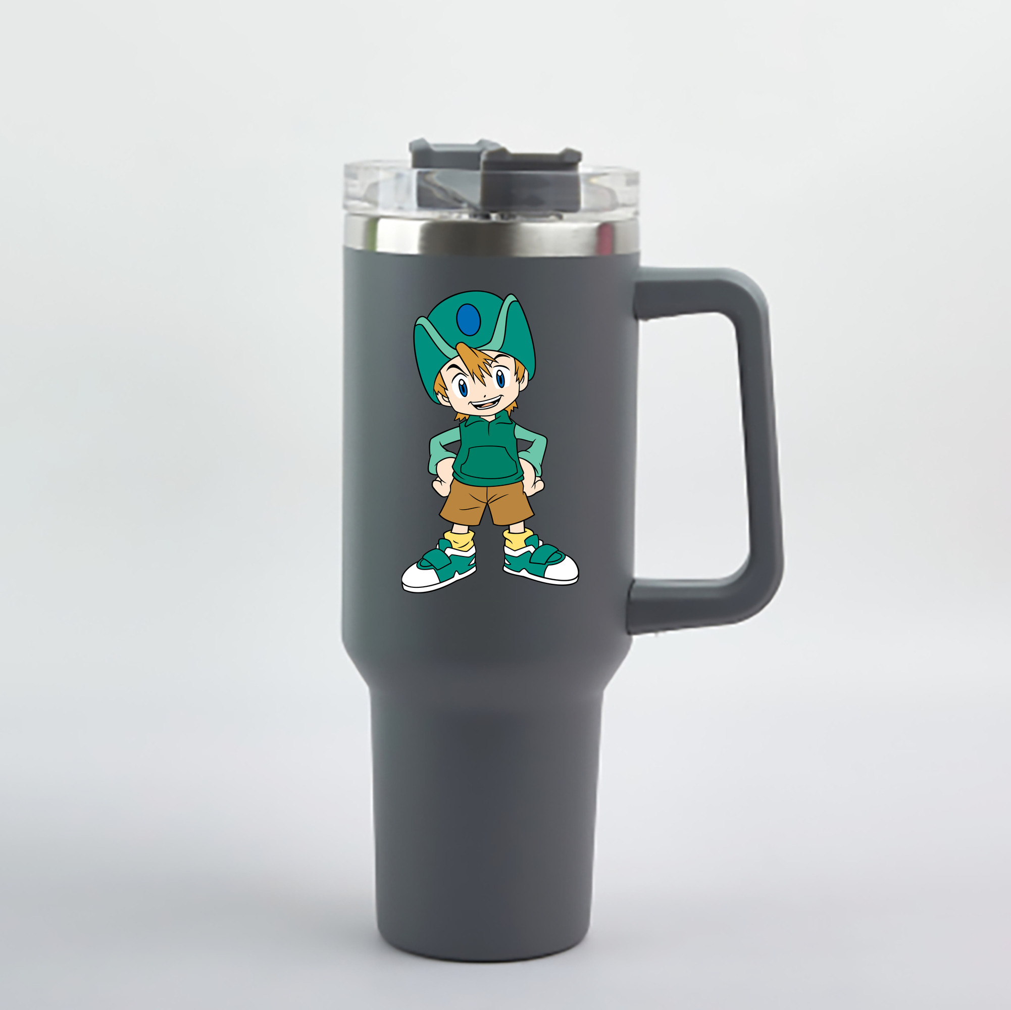 （画像用） Digimon デジタルモンスター/デジモン 1200mL車用タンブラー - クリスタルステッカー（プラスチックストロー付き）