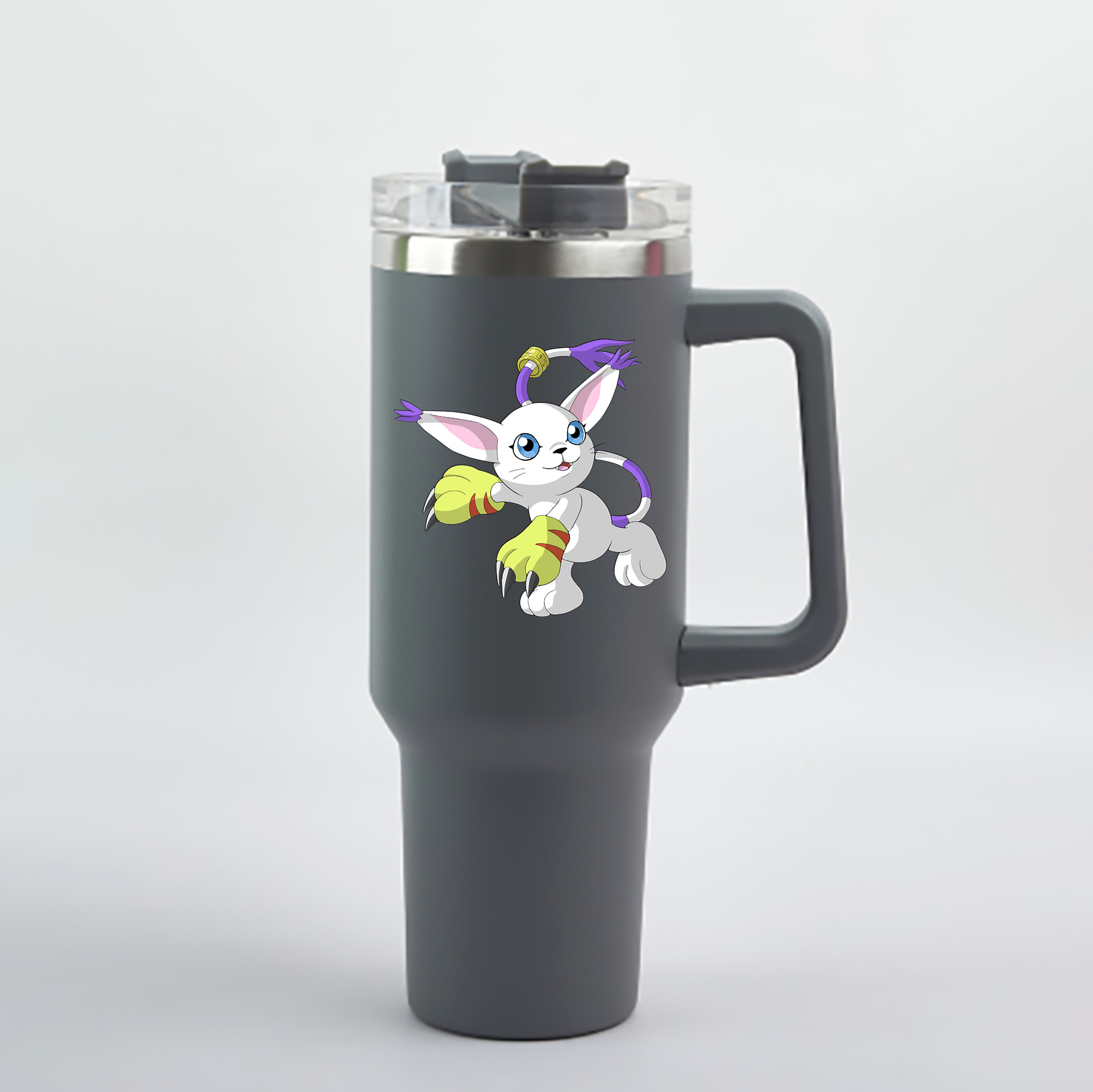 （画像用） Digimon デジタルモンスター/デジモン 1200mL車用タンブラー - クリスタルステッカー（プラスチックストロー付き）