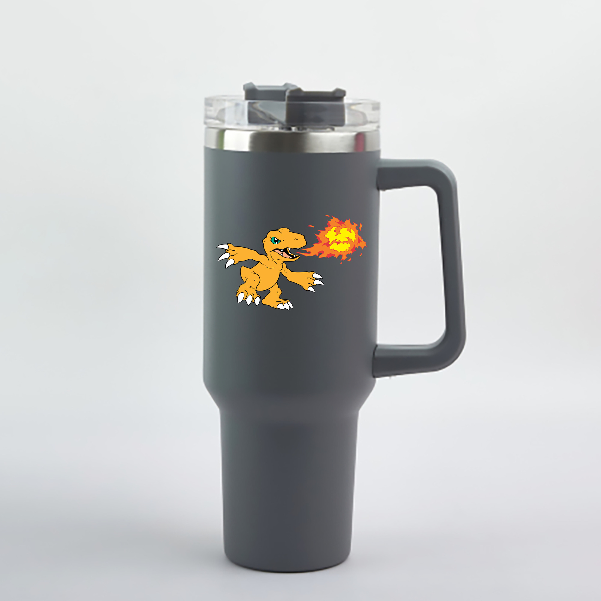 （画像用） Digimon デジタルモンスター/デジモン 1200mL車用タンブラー - クリスタルステッカー（プラスチックストロー付き）