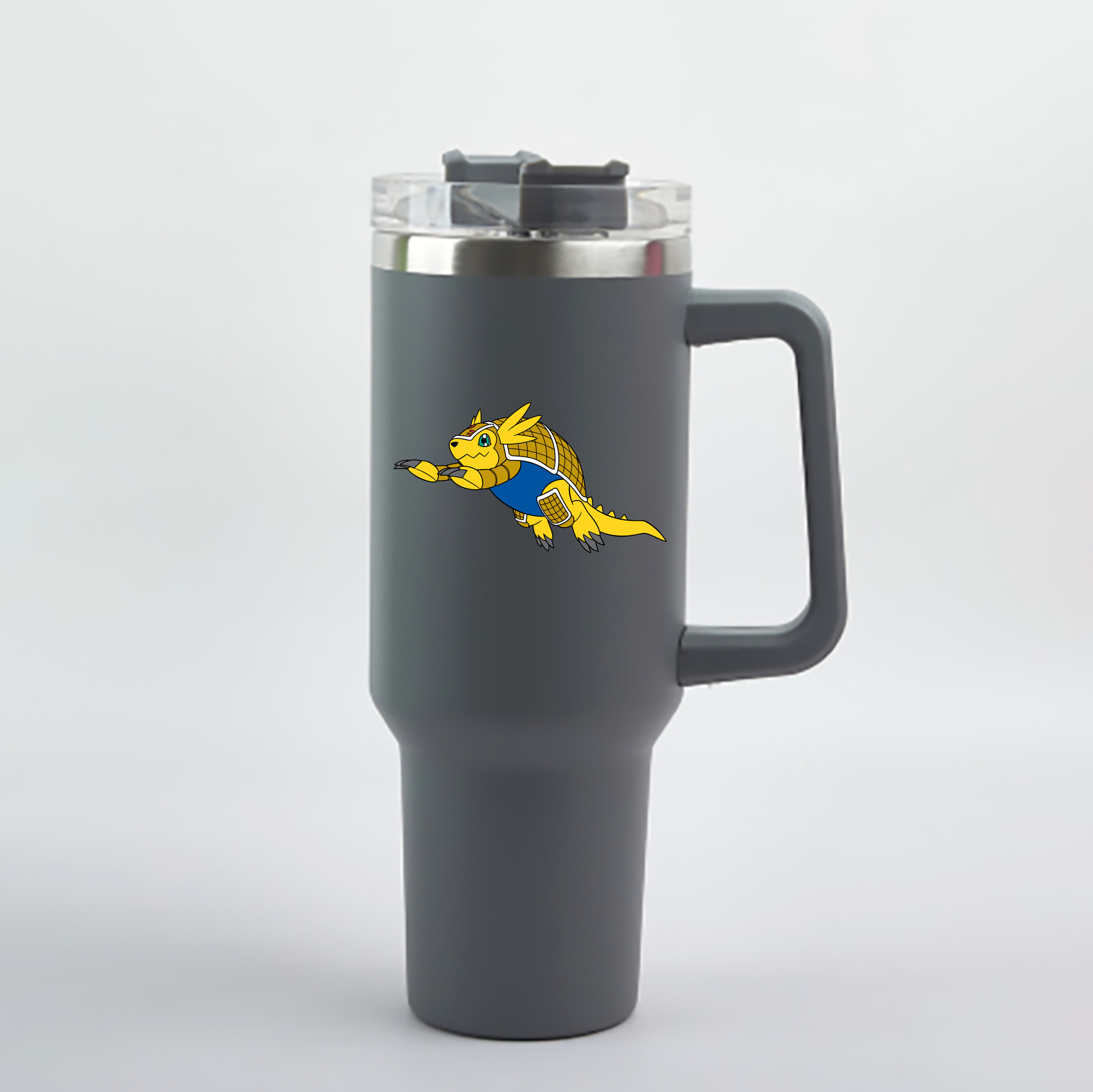 （画像用） Digimon デジタルモンスター/デジモン 1200mL車用タンブラー - クリスタルステッカー（プラスチックストロー付き）