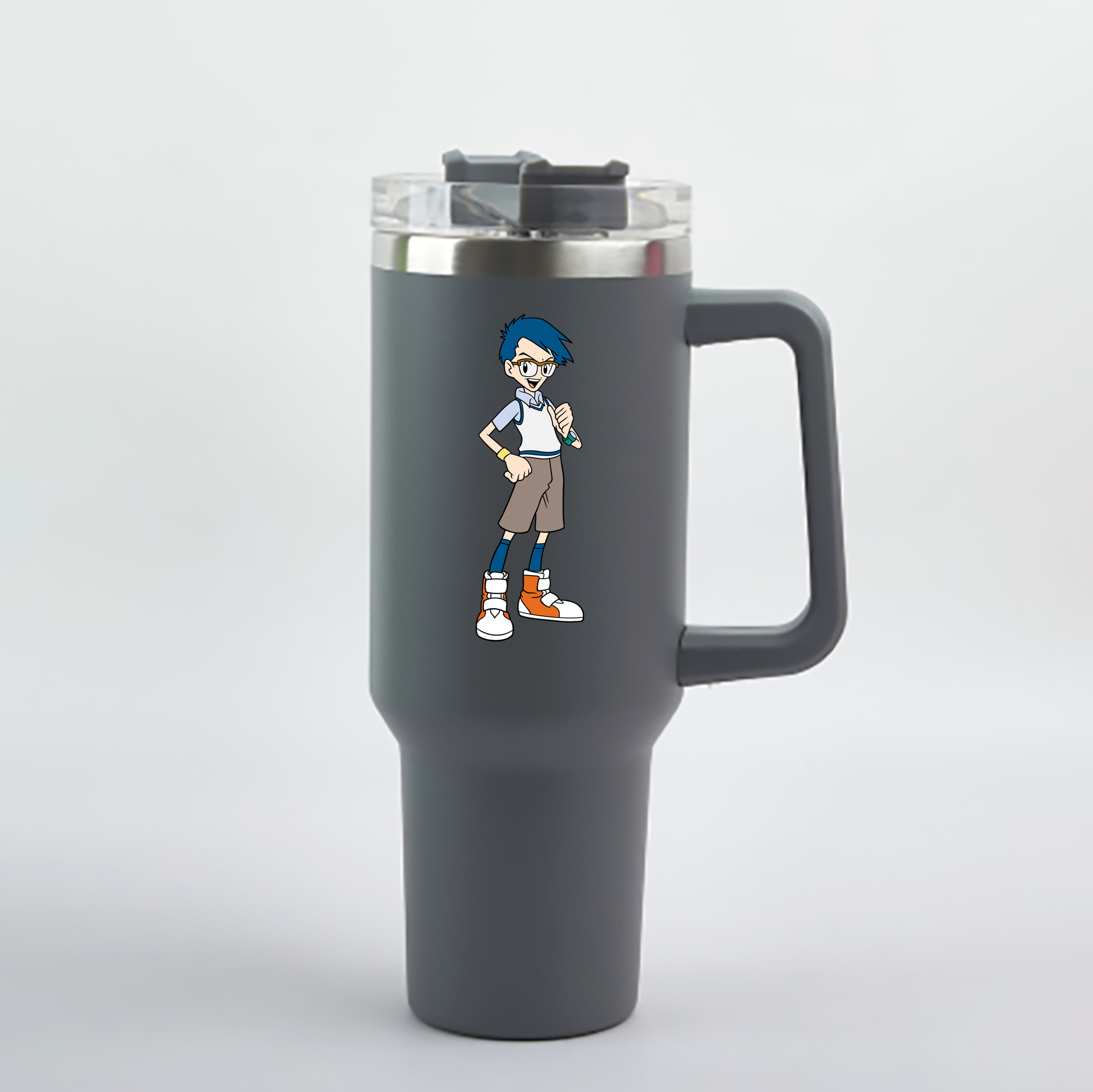 （画像用） Digimon デジタルモンスター/デジモン 1200mL車用タンブラー - クリスタルステッカー（プラスチックストロー付き）