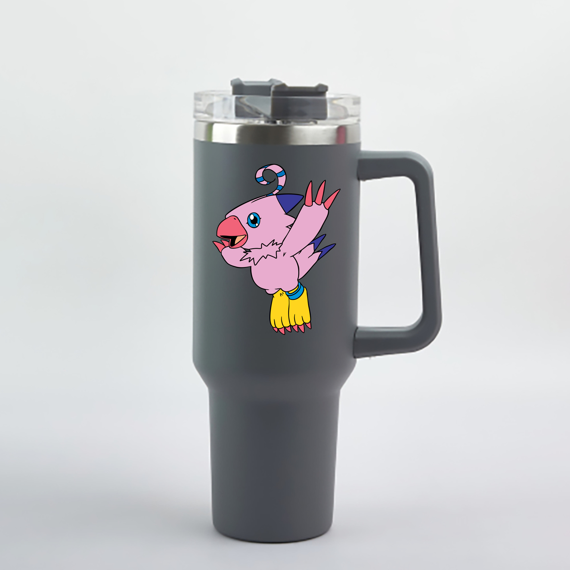 （画像用） Digimon デジタルモンスター/デジモン 1200mL車用タンブラー - クリスタルステッカー（プラスチックストロー付き）