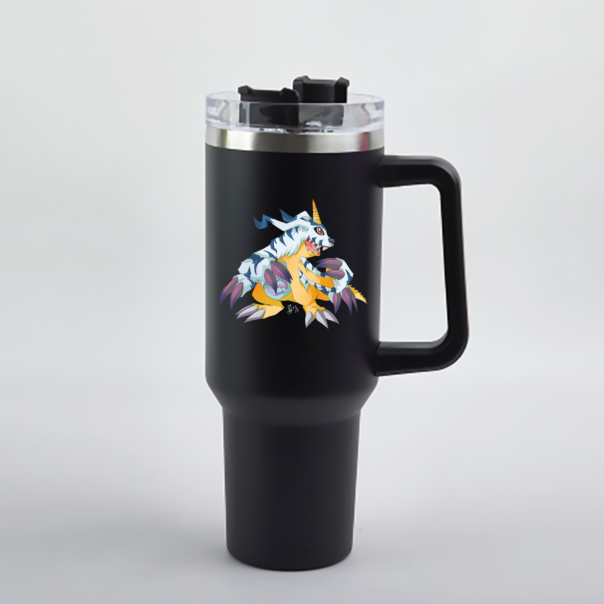 （画像用） Digimon デジタルモンスター/デジモン 1200mL車用タンブラー - クリスタルステッカー（プラスチックストロー付き）