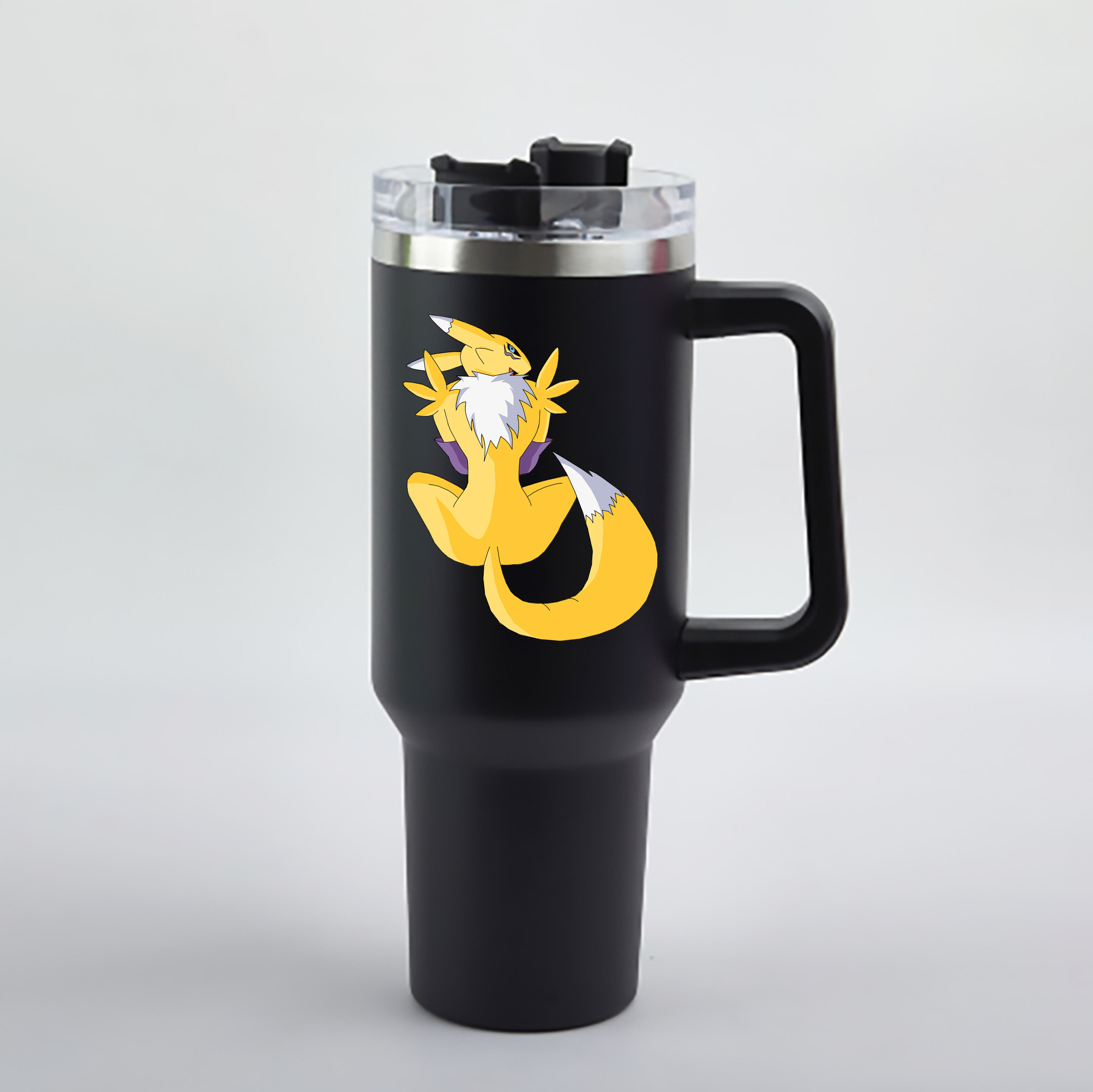 （画像用） Digimon デジタルモンスター/デジモン 1200mL車用タンブラー - クリスタルステッカー（プラスチックストロー付き）